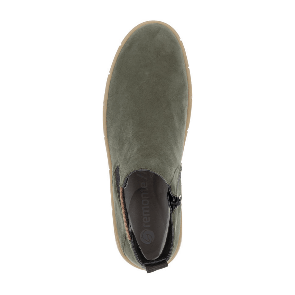 Remonte Women's Chelsea Boots D1T71 - Green Suede Ankle Boots with Zip