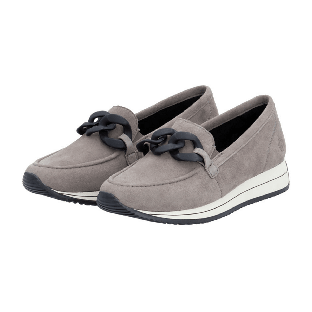 Remonte Women's Suede Slip-On Loafers - Lightweight Comfort Shoes Grey