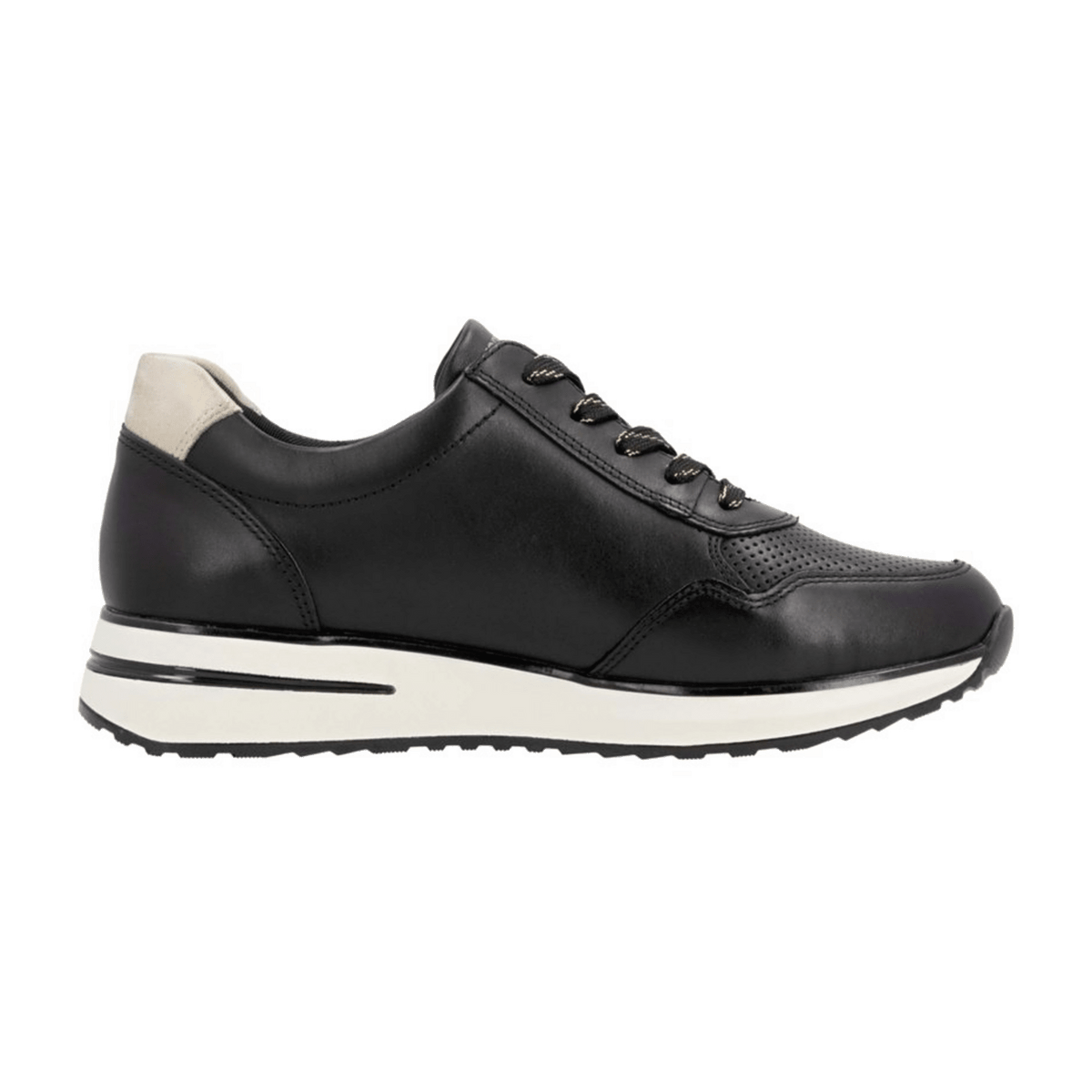 Remonte Women's Low-Top Sneakers Black Leather with Side Zip