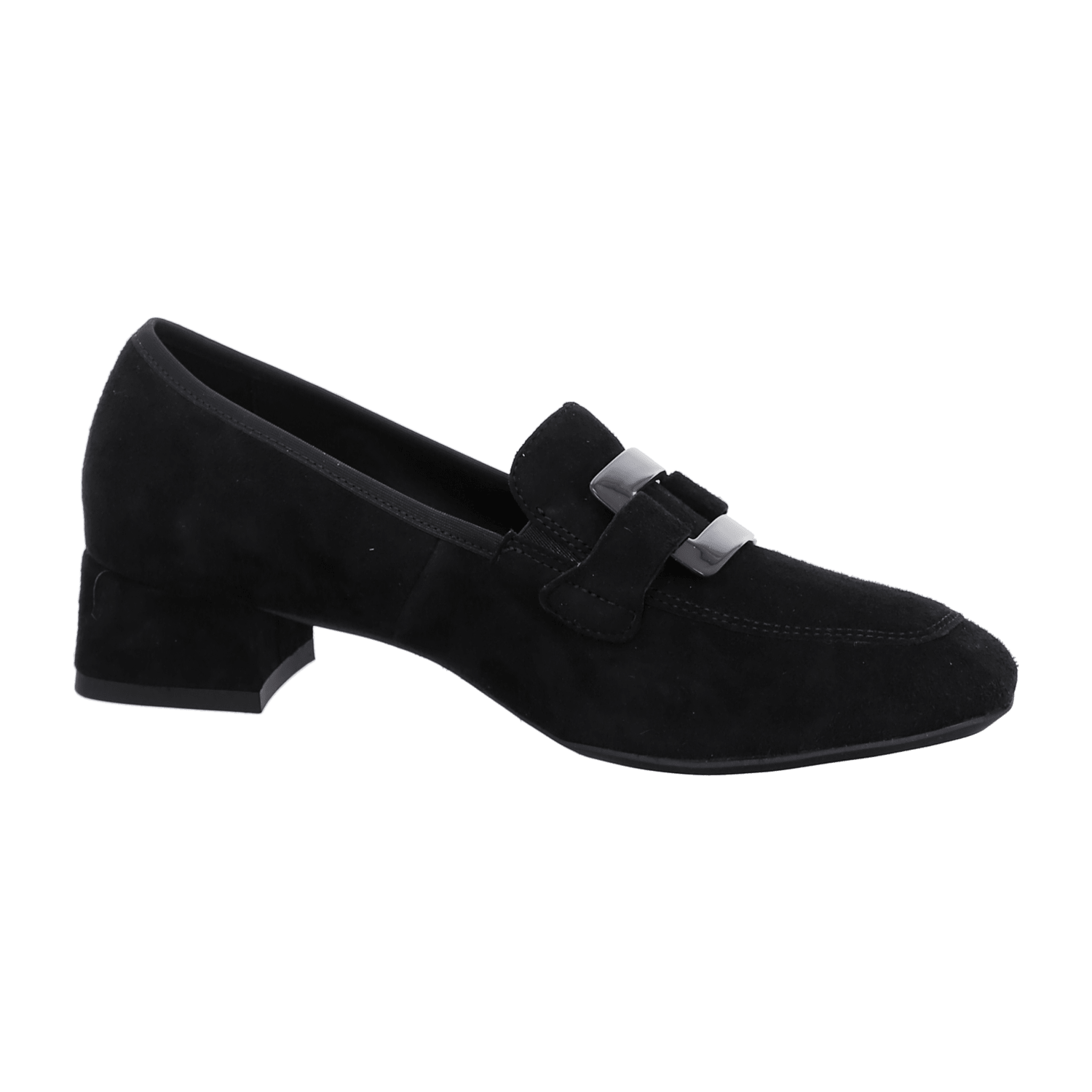 ARA GRAZ Women's Velour Leather Pumps Black Square Toe Slip-On - Bartel-Shop