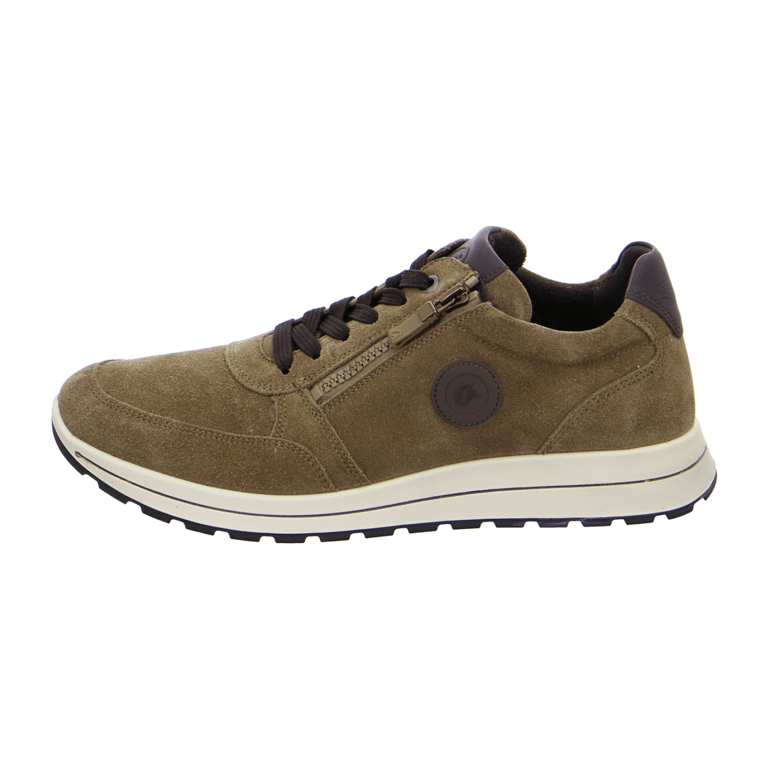ARA MATTEO Men's Velour Leather Sneakers in Beige with Lace-Up Closure