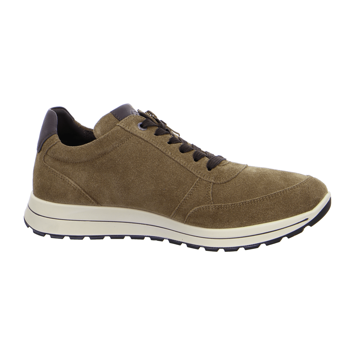 ARA MATTEO Men's Velour Leather Sneakers in Beige with Lace-Up Closure