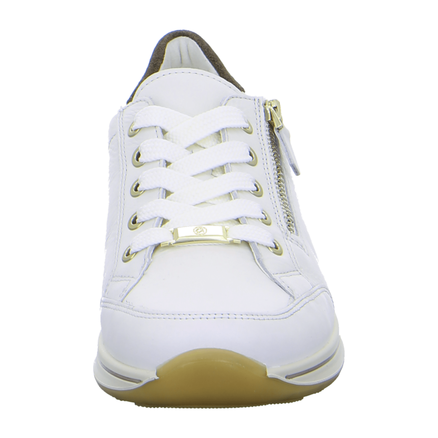ARA Osaka Women's Leather Sneakers in White with Lace-Up Closure and Round Toe