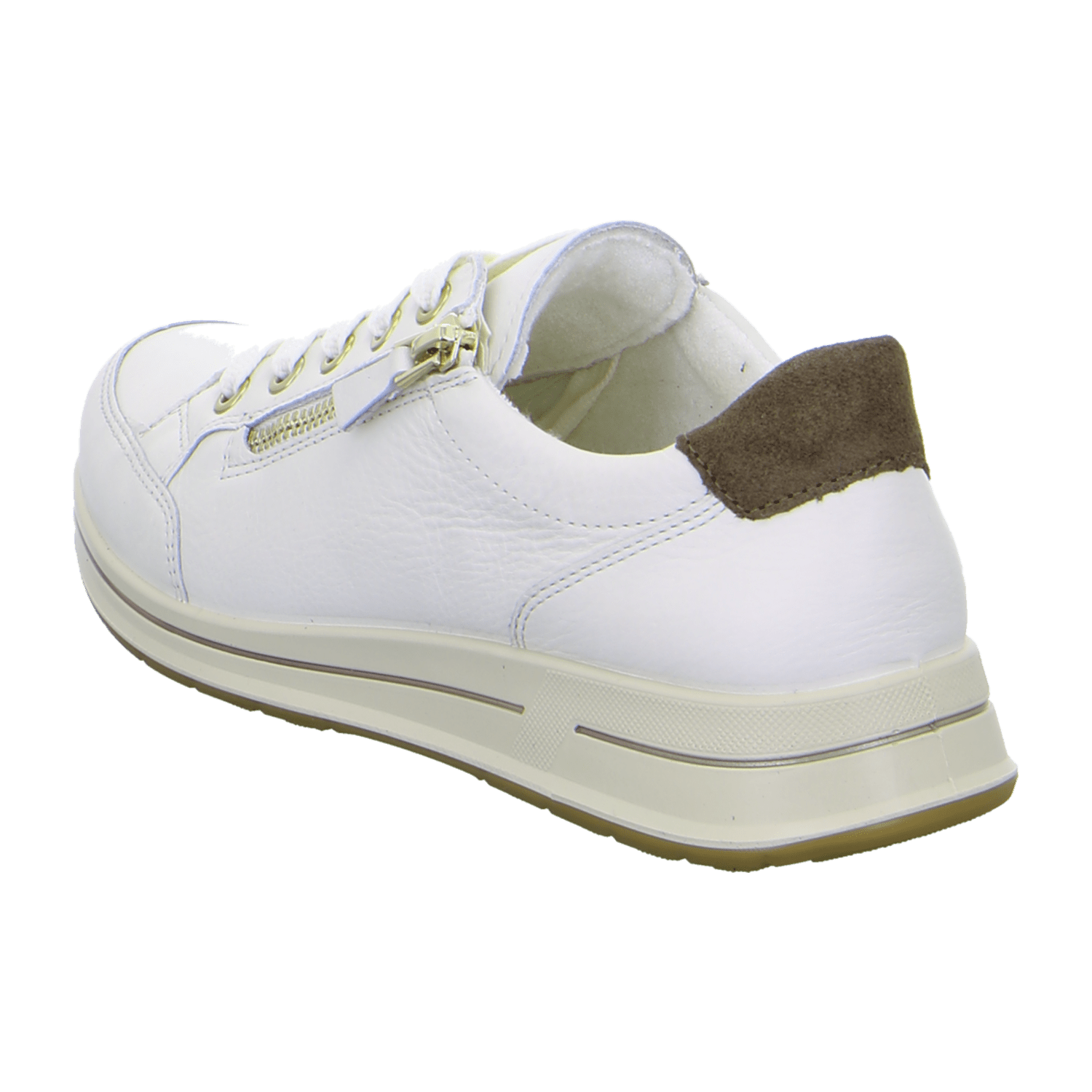 ARA Osaka Women's Leather Sneakers in White with Lace-Up Closure and Round Toe