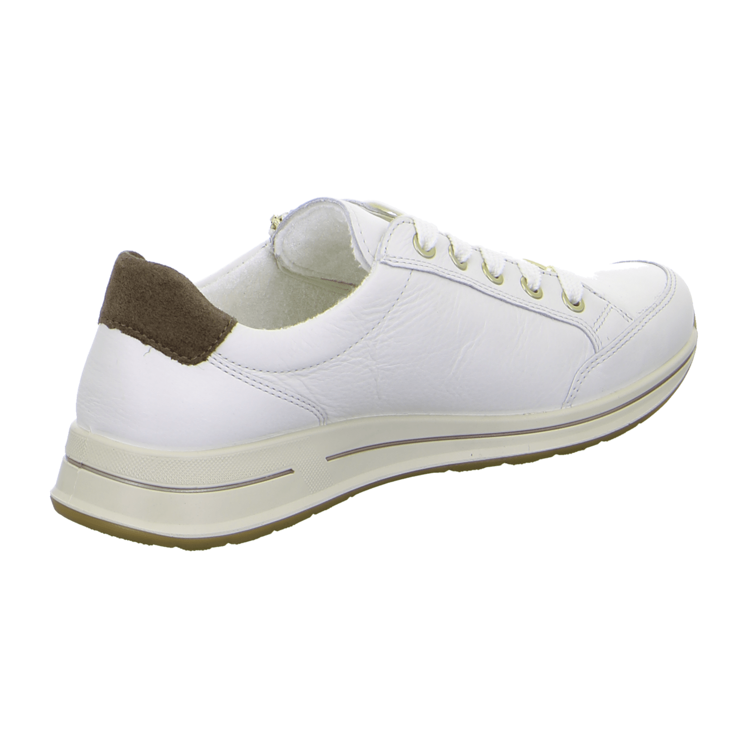 ARA Osaka Women's Leather Sneakers in White with Lace-Up Closure and Round Toe