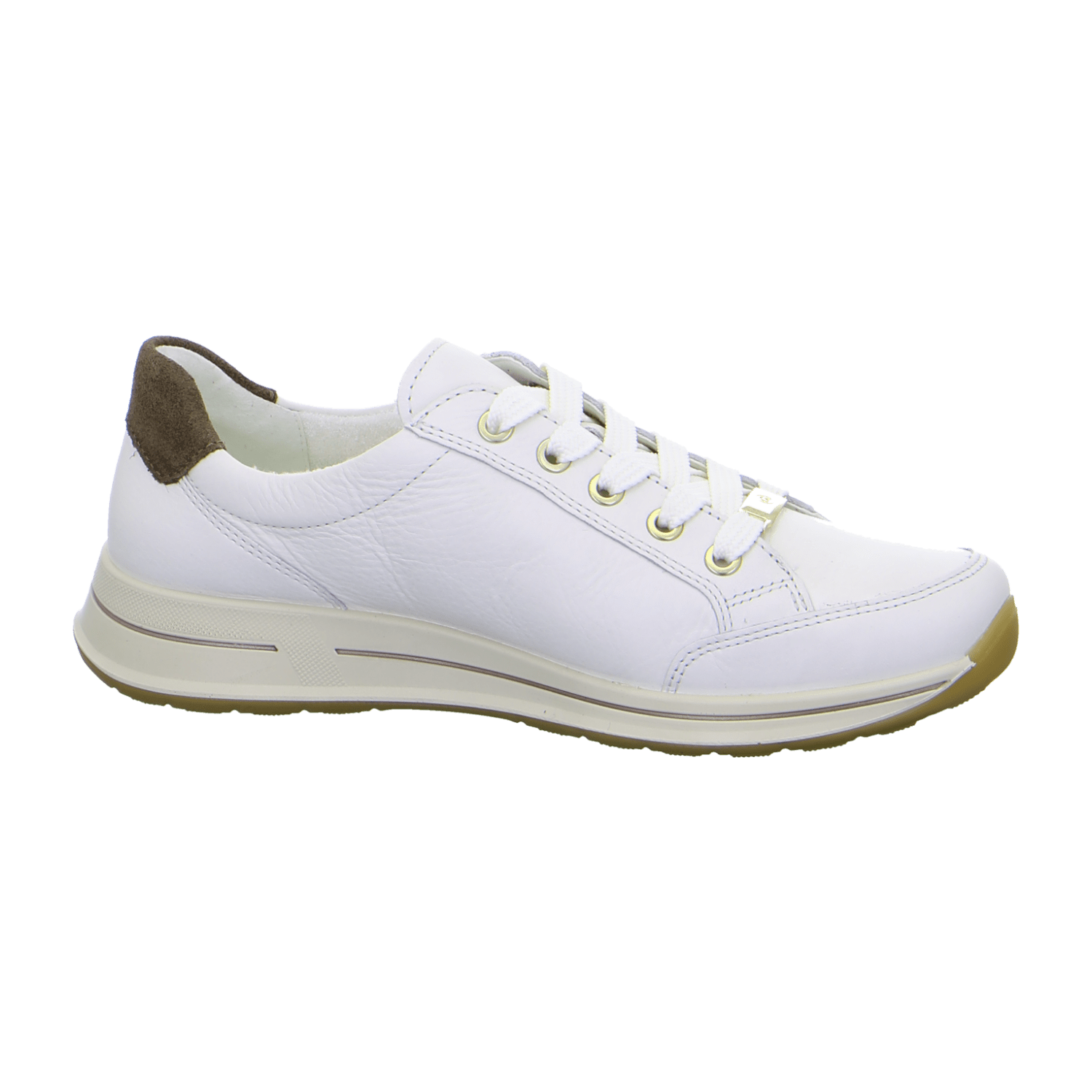ARA Osaka Women's Leather Sneakers in White with Lace-Up Closure and Round Toe