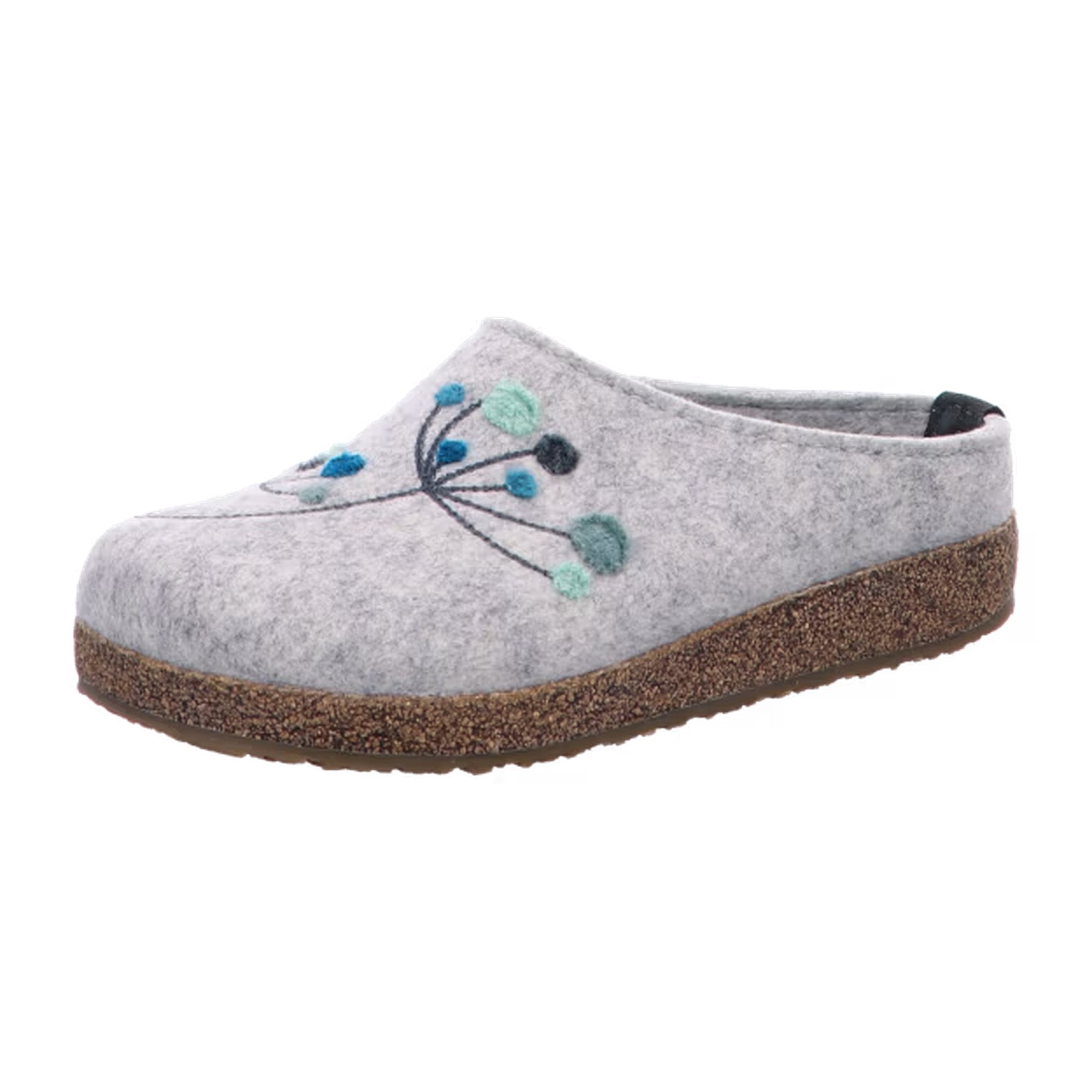 Haflinger Grizzly Amaya  Grey Blue Wool Felt Clogs Mules Slippers Cozy Warm House Shoes