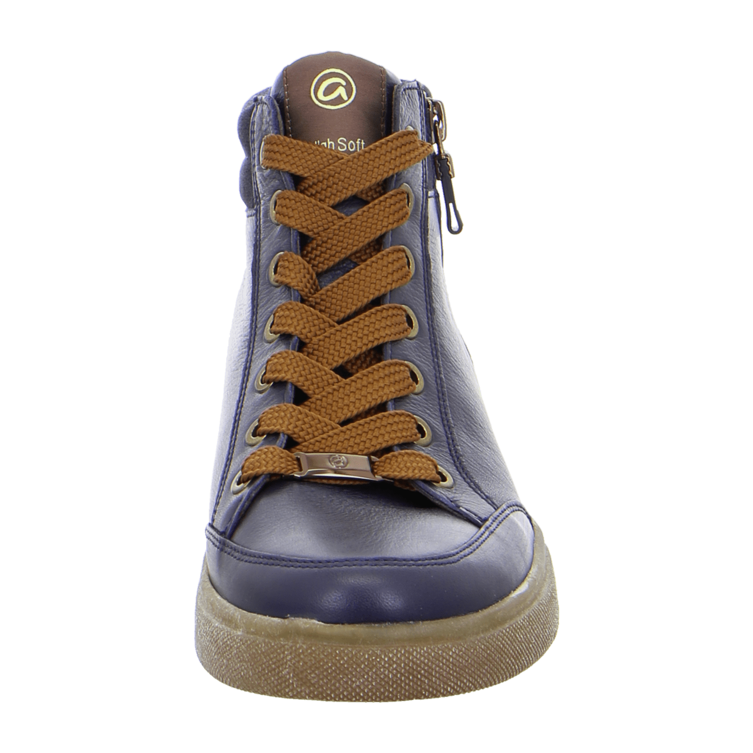 ARA Rom-Sport Mid-Cut Sneakers for Women in Blue Smooth Leather with Lace-Up Closure and Round Toe