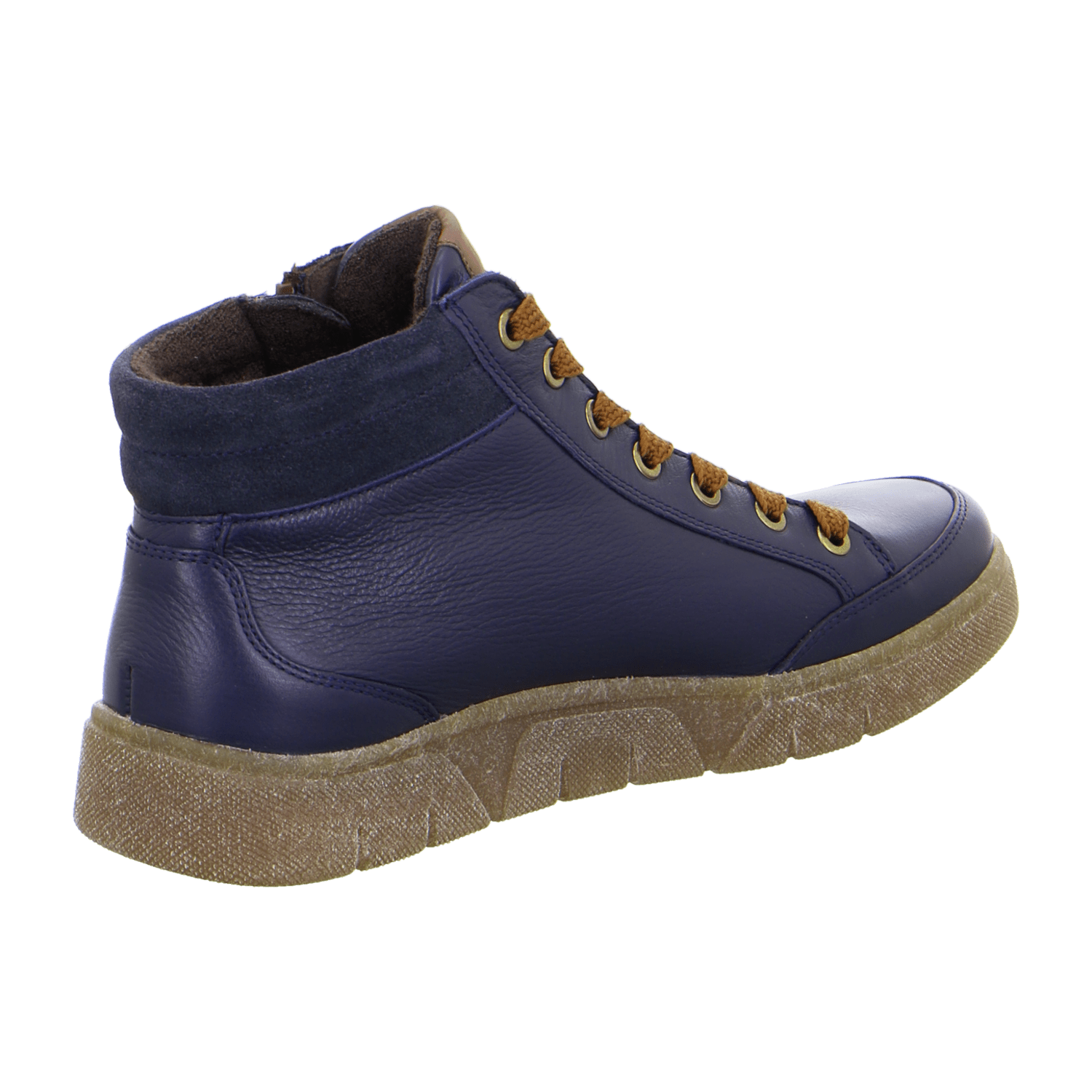 ARA Rom-Sport Mid-Cut Sneakers for Women in Blue Smooth Leather with Lace-Up Closure and Round Toe