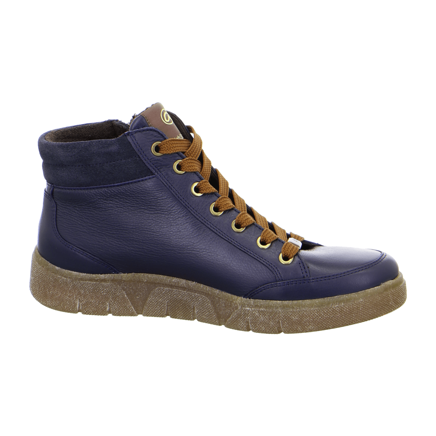 ARA Rom-Sport Mid-Cut Sneakers for Women in Blue Smooth Leather with Lace-Up Closure and Round Toe