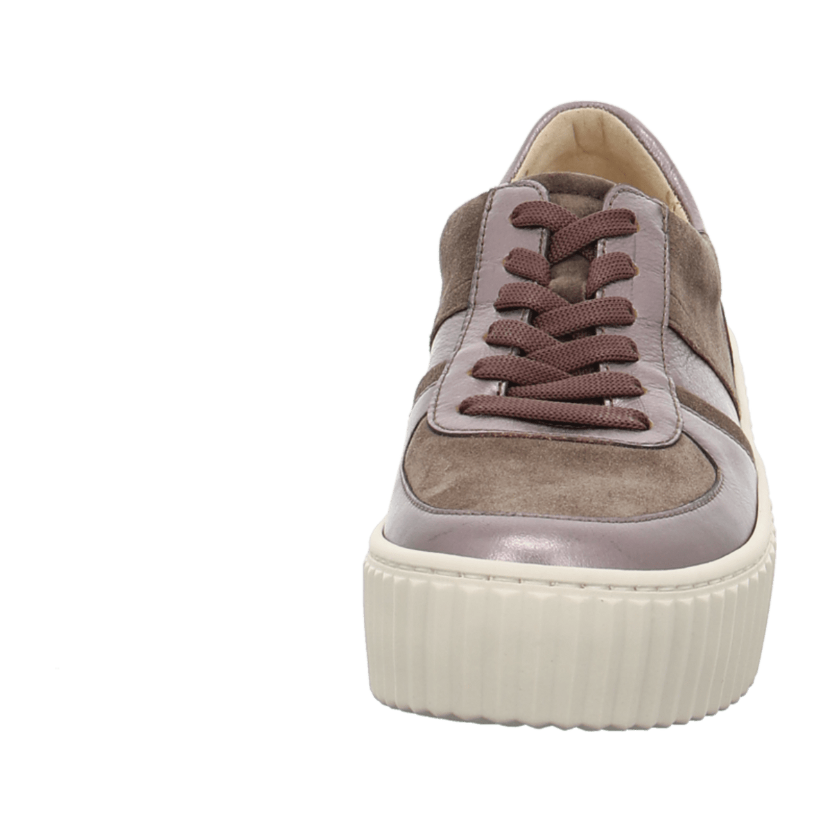 Gabor Women's Low-Top Trainers Iron Brown Leather with Exchangeable Footbed