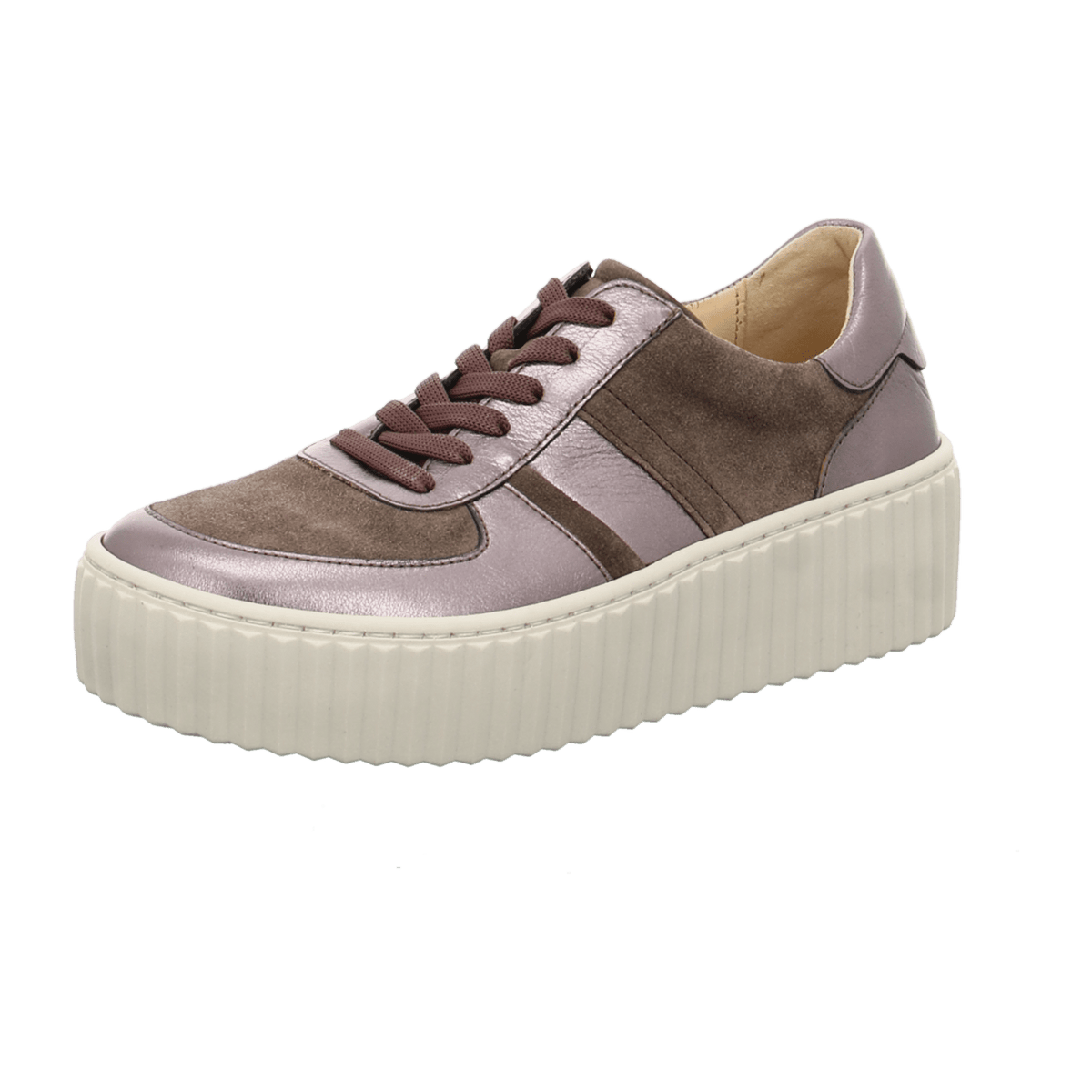 Gabor Women's Low-Top Trainers Iron Brown Leather with Exchangeable Footbed