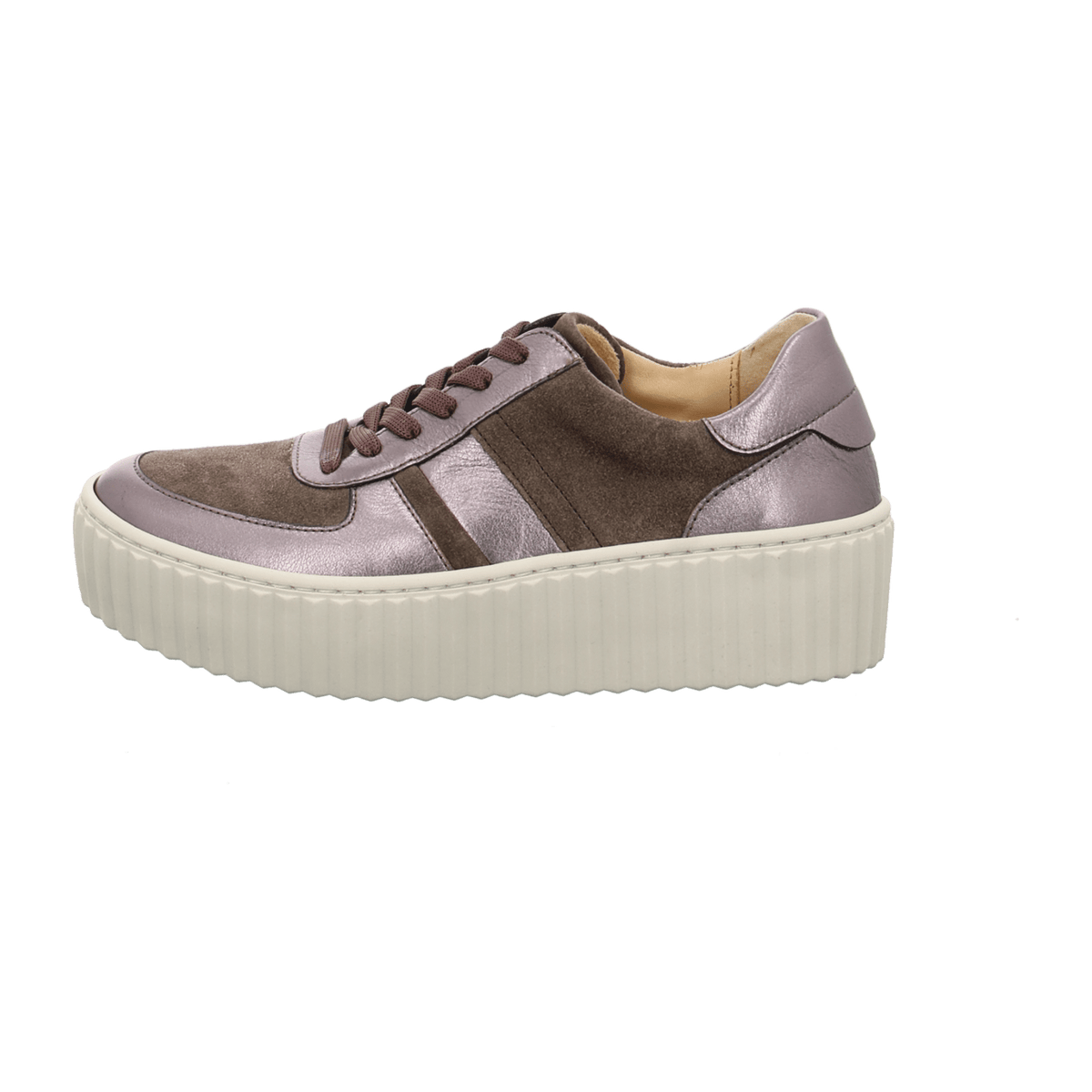 Gabor Women's Low-Top Trainers Iron Brown Leather with Exchangeable Footbed