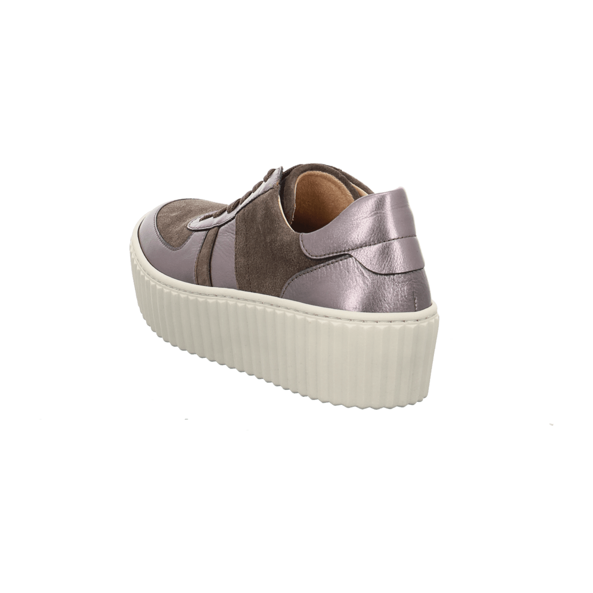 Gabor Women's Low-Top Trainers Iron Brown Leather with Exchangeable Footbed