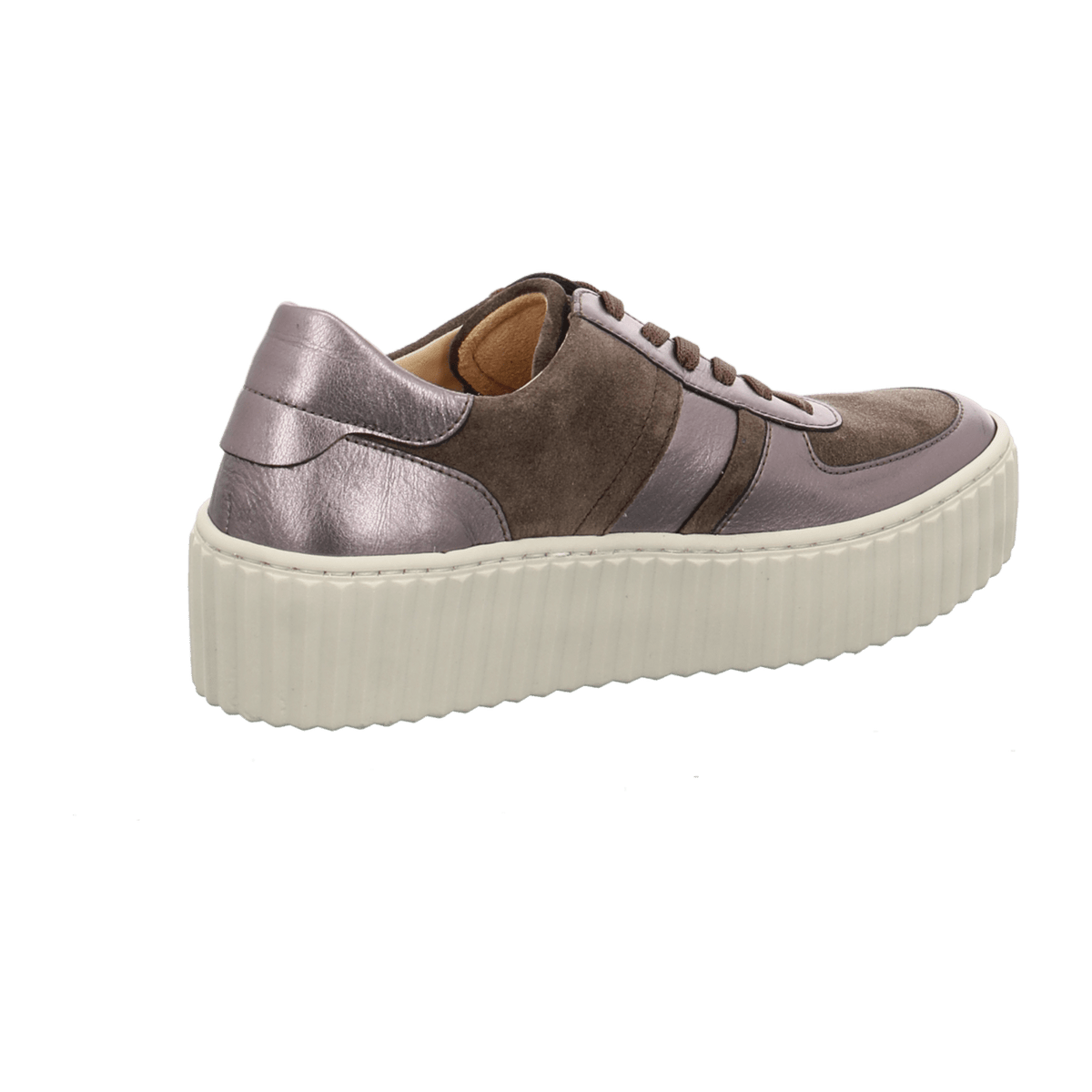 Gabor Women's Low-Top Trainers Iron Brown Leather with Exchangeable Footbed
