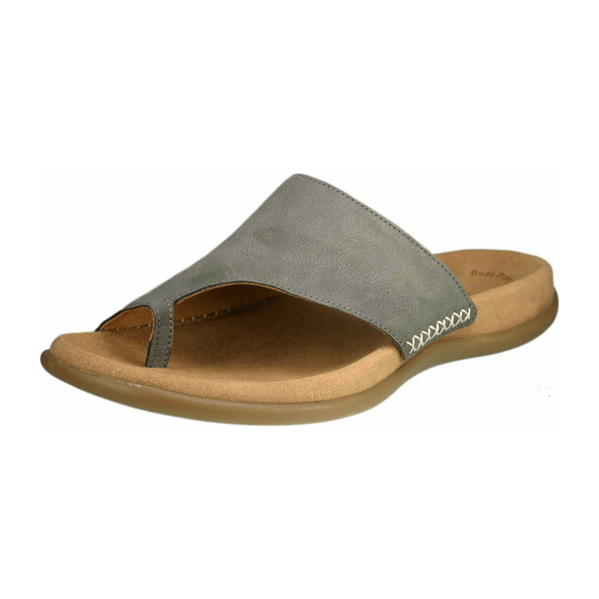 Gabor Women's Clogs Grey Leather - Comfort Mules with Rubber Sole