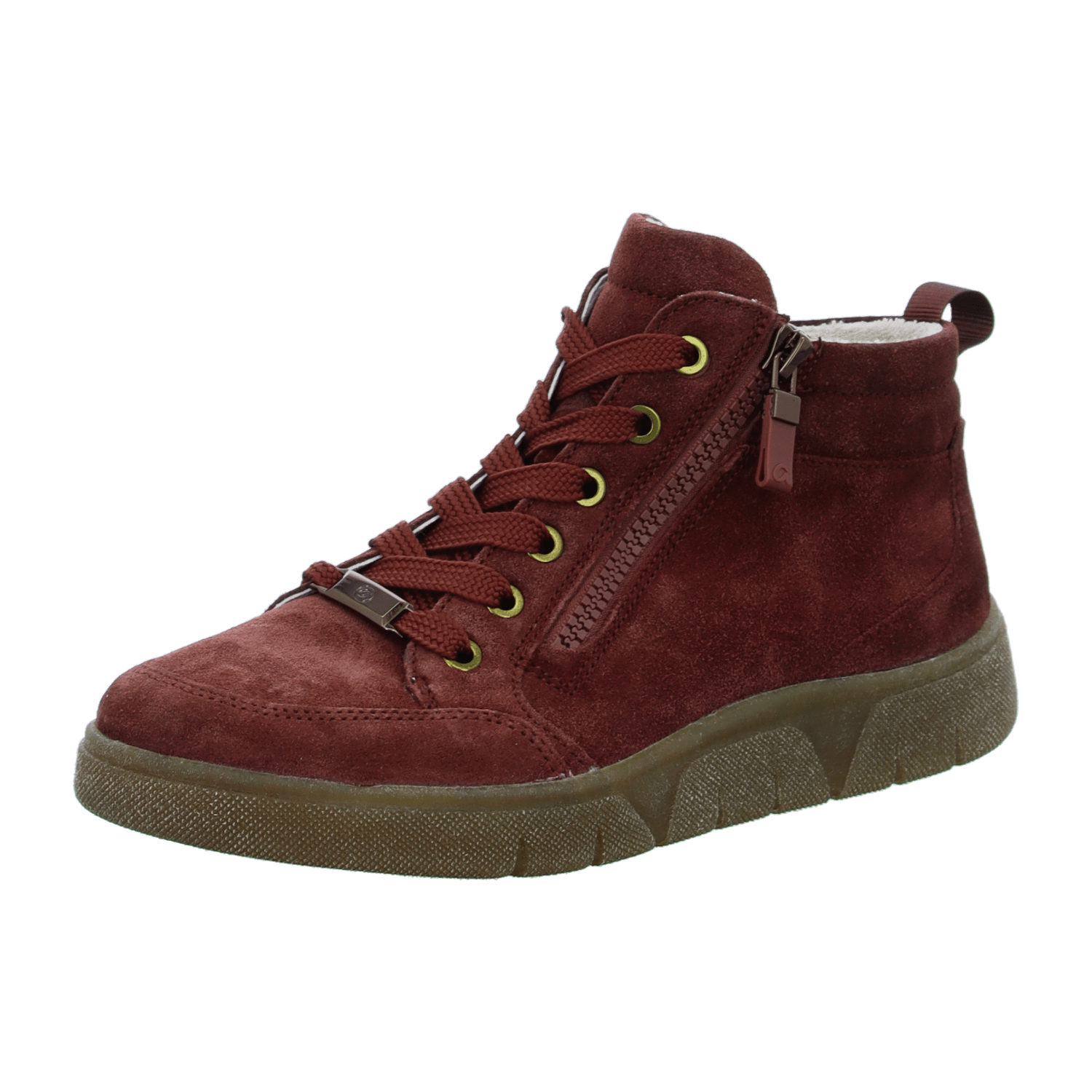 ARA ROM Women's Velour Leather Sneakers Brown Round Toe Lace-Up Shoes with Rubber Sole