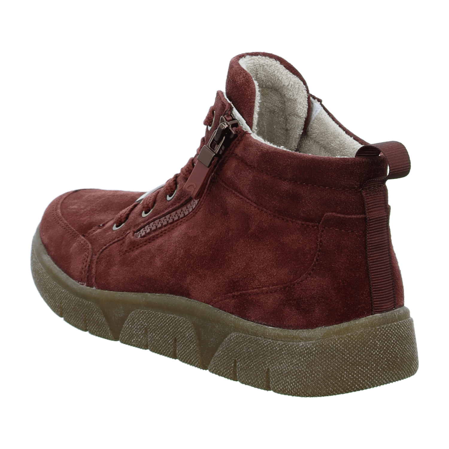 ARA ROM Women's Velour Leather Sneakers Brown Round Toe Lace-Up Shoes with Rubber Sole
