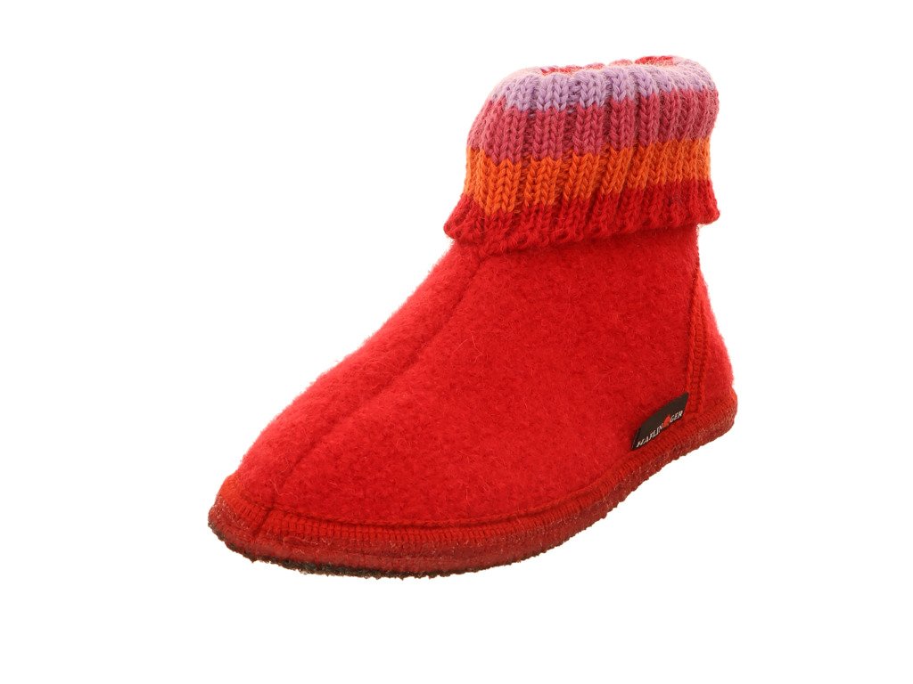 Haflinger Paul Slippers Clogs Mules Wool Felt Scuffs Slip On House Shoes Red - Bartel-Shop
