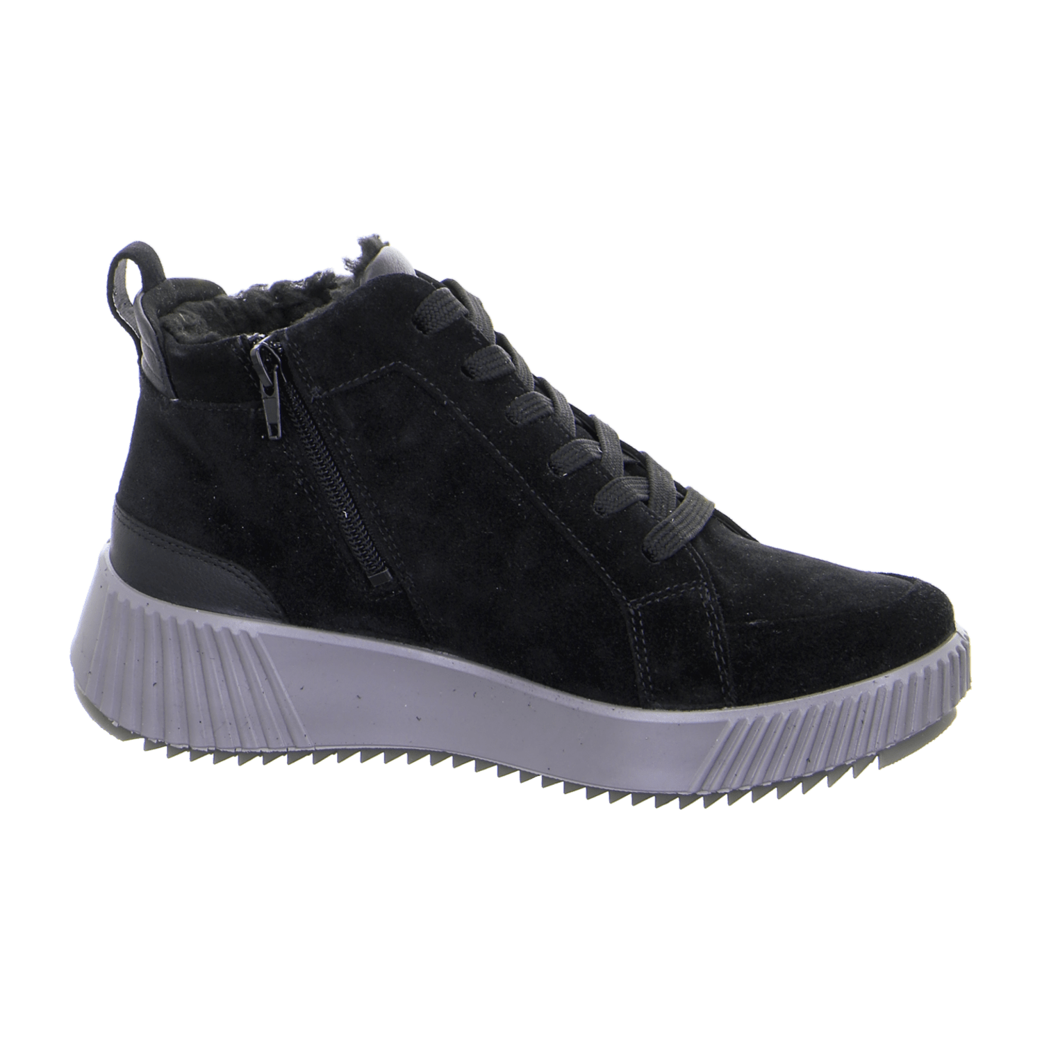 ARA Davos Women's Ankle Boots Sneakers in Black Suede Leather with Lace-Up Closure