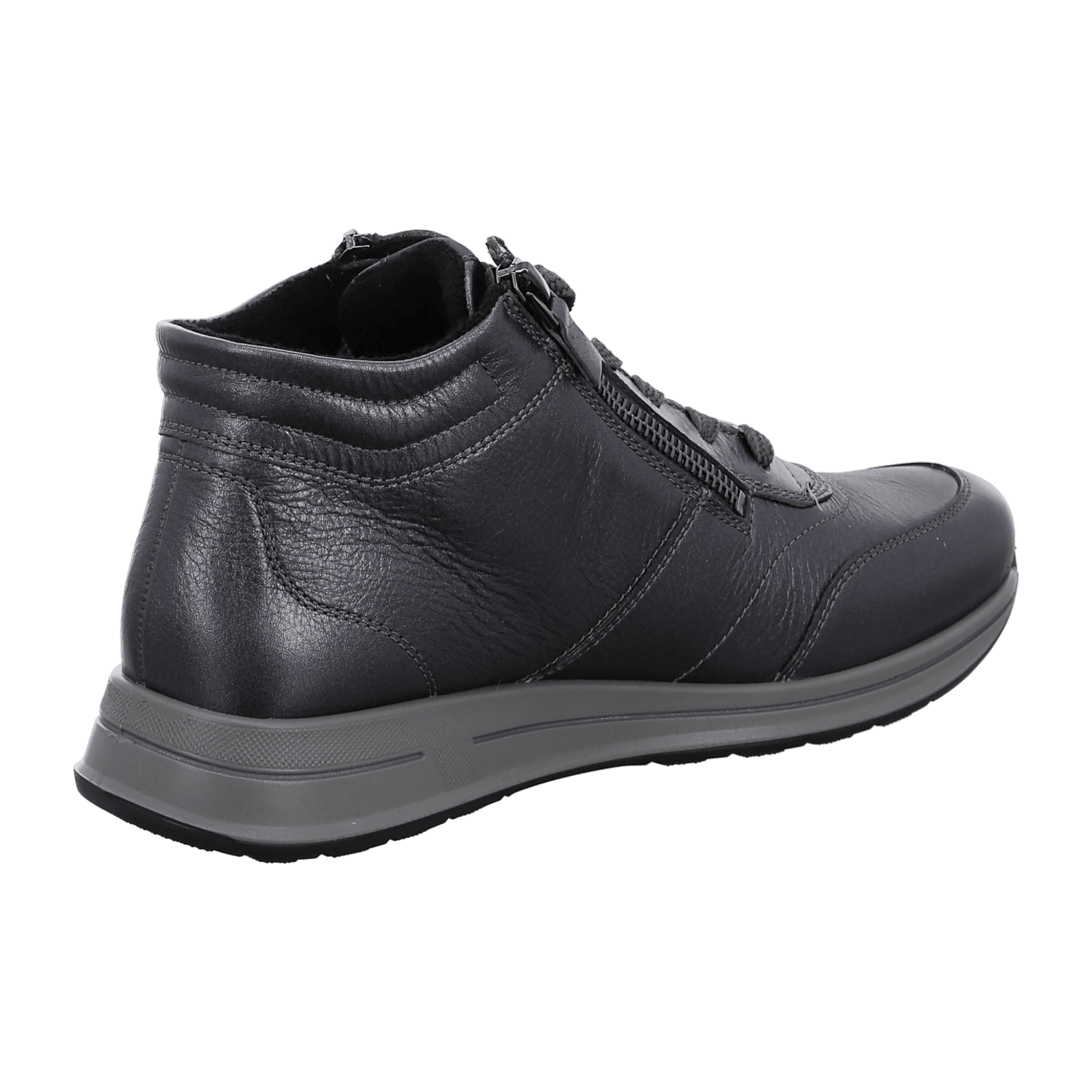 ARA OSAKA Women's Sneakers in Silver Smooth Leather with Lace-Up Closure and Round Toe