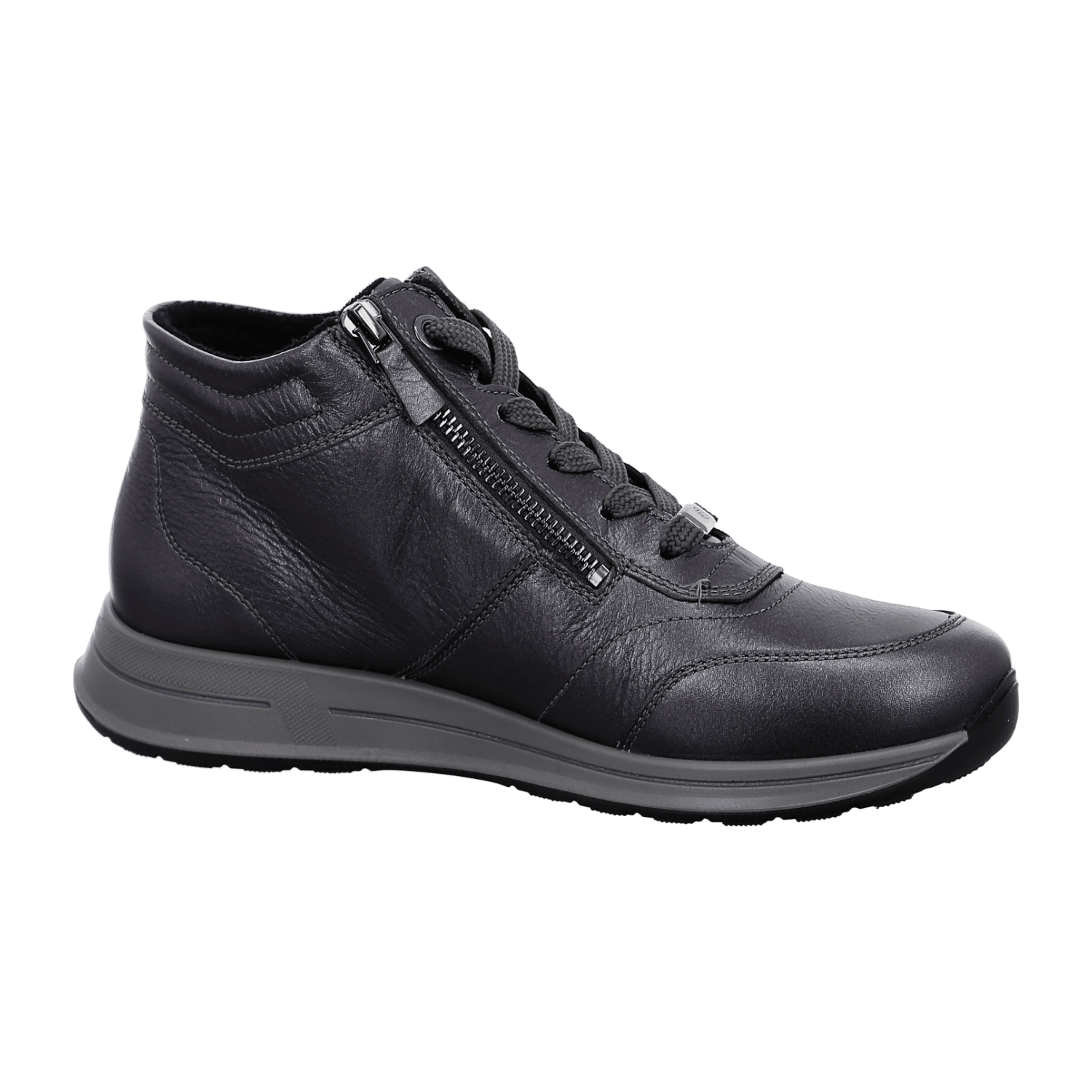 ARA OSAKA Women's Sneakers in Silver Smooth Leather with Lace-Up Closure and Round Toe