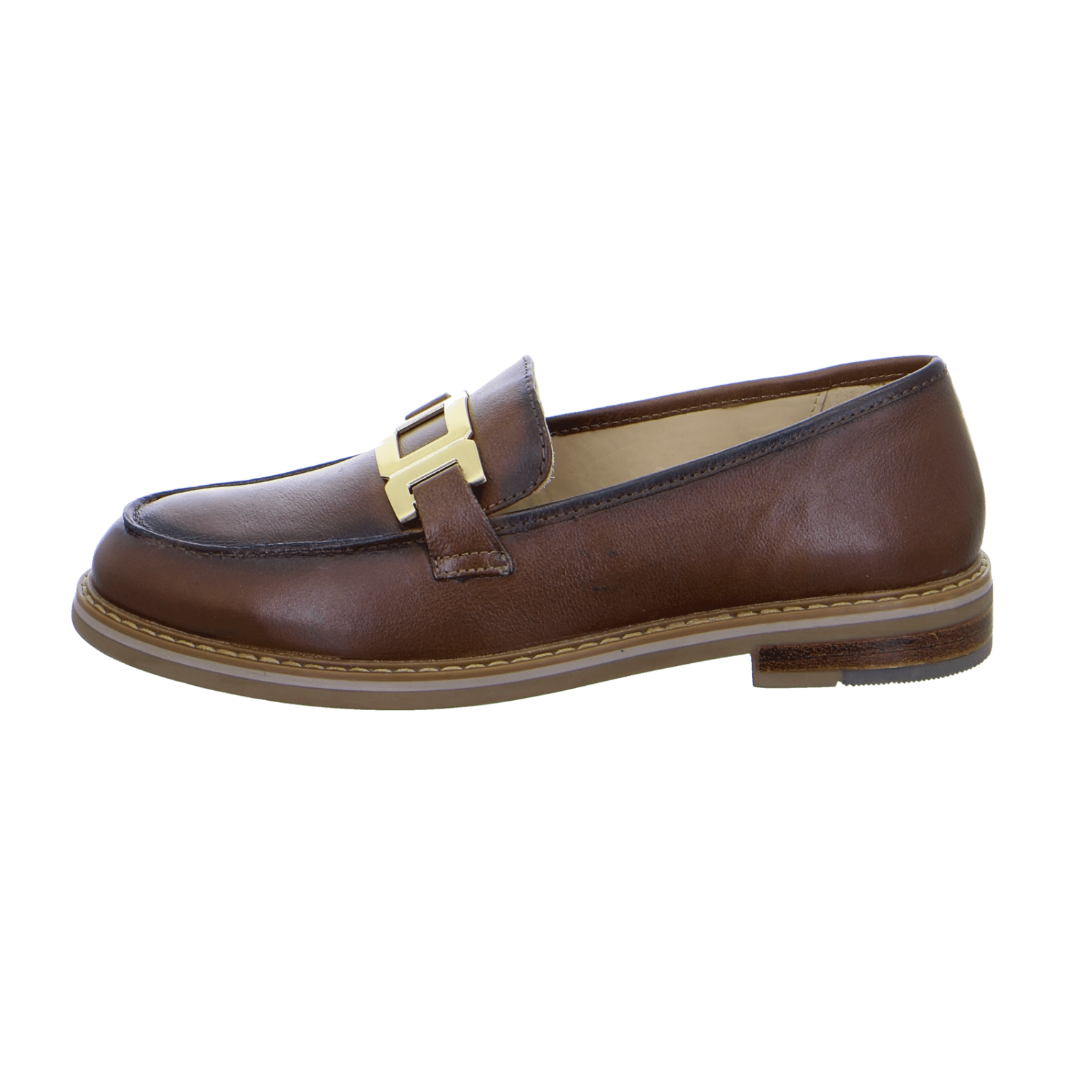 ARA Kent Women's Leather Slip-On Loafers in Brown with Leather Lining and Rubber Sole, Pull-On Design - Bartel-Shop