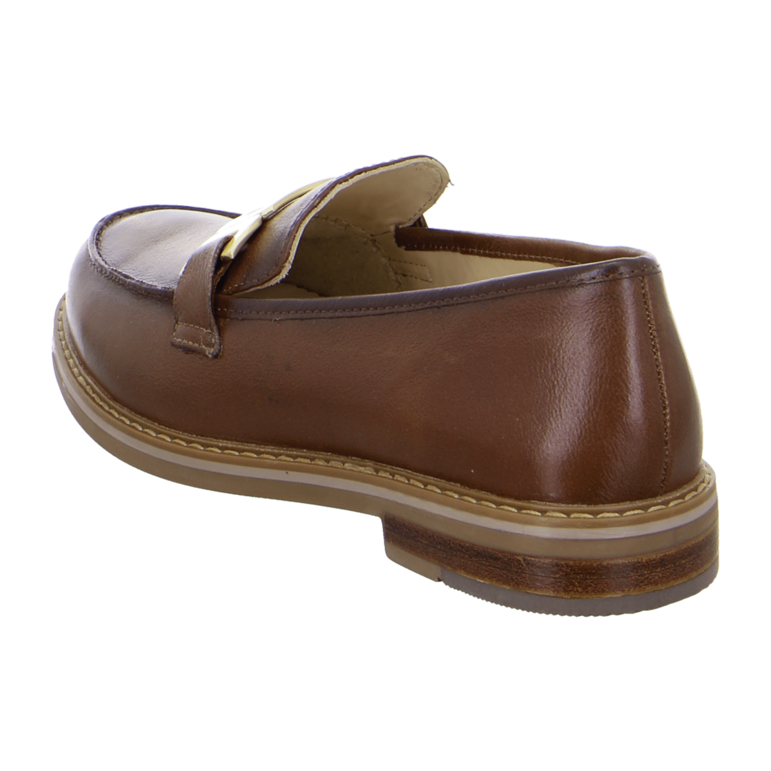 ARA Kent Women's Leather Slip-On Loafers in Brown with Leather Lining and Rubber Sole, Pull-On Design - Bartel-Shop