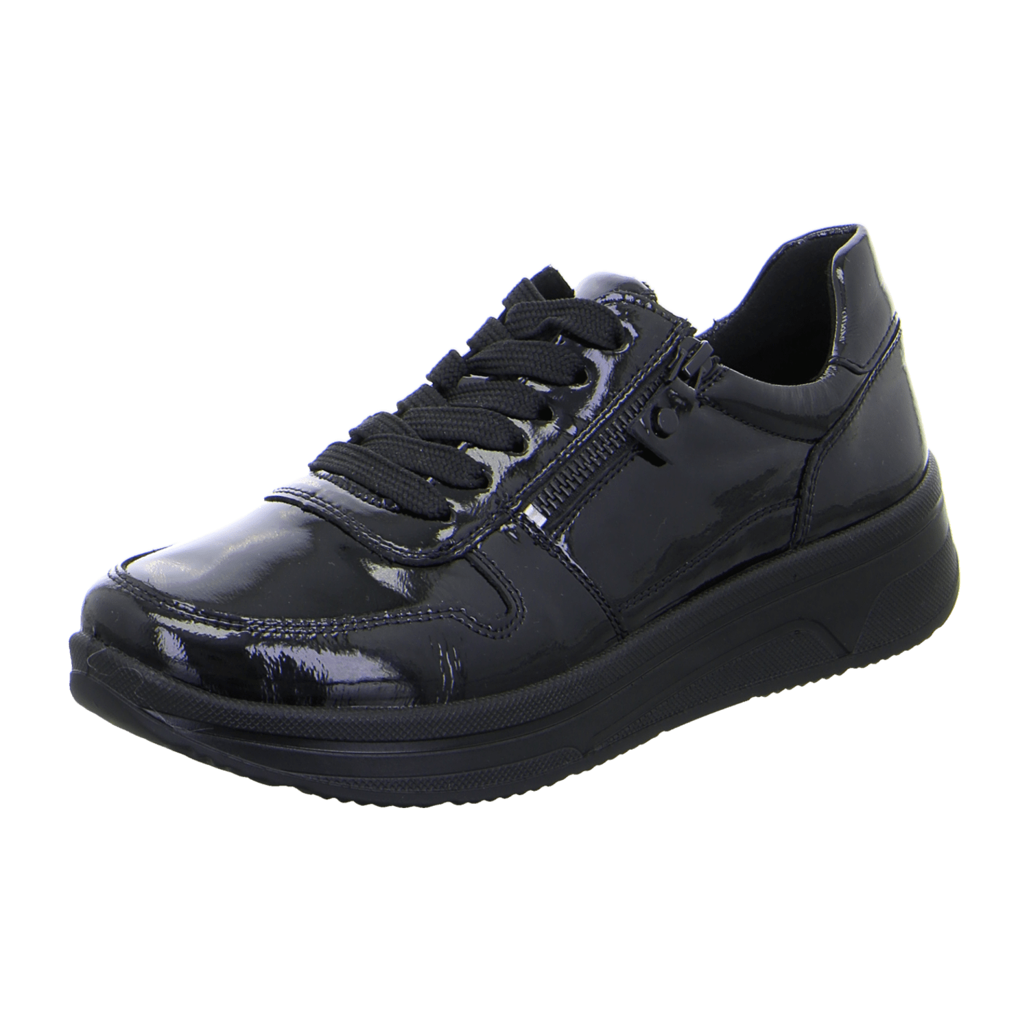 ARA Women's Sapporo Sneakers in Black Patent Leather with Lace-Up Closure and Round Toe - Bartel-Shop