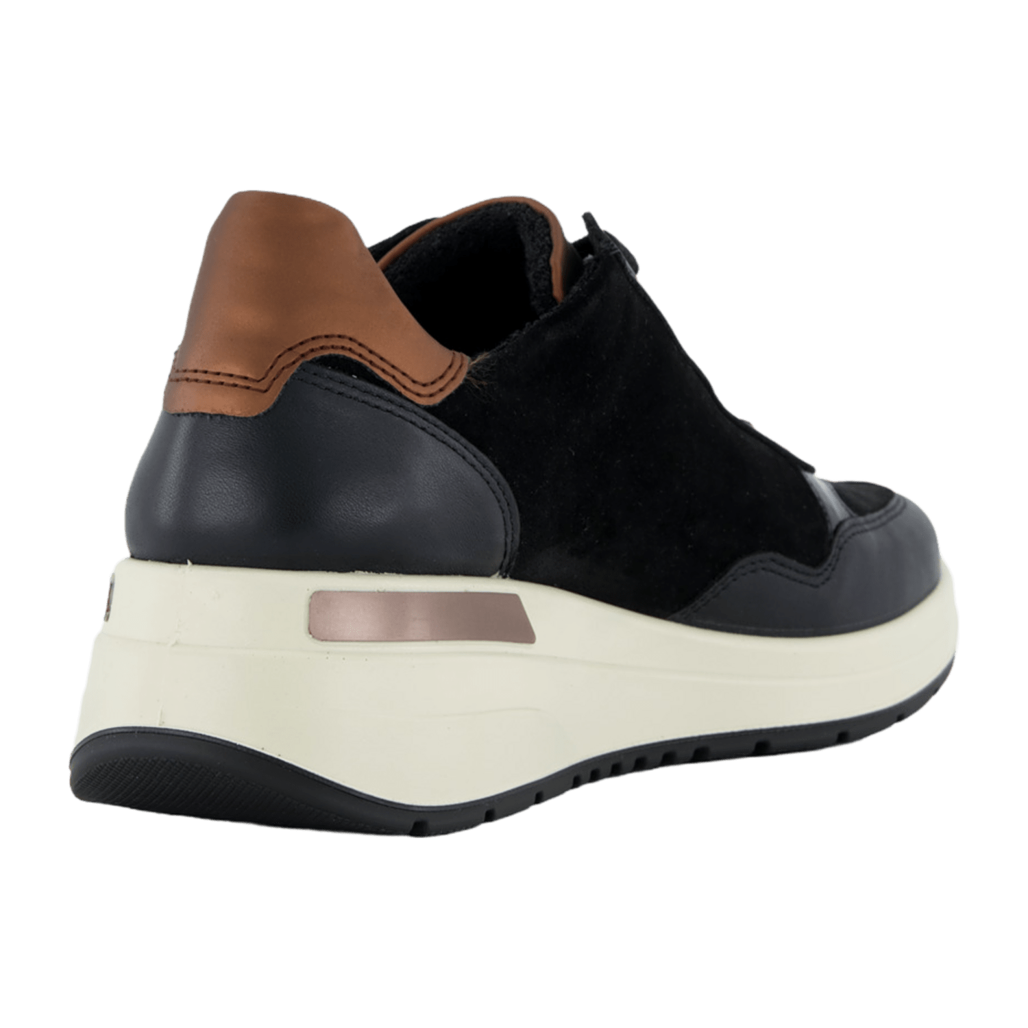 ARA GARDA Women's Leather Sneakers with Lace-Up Closure and Round Toe in Black
