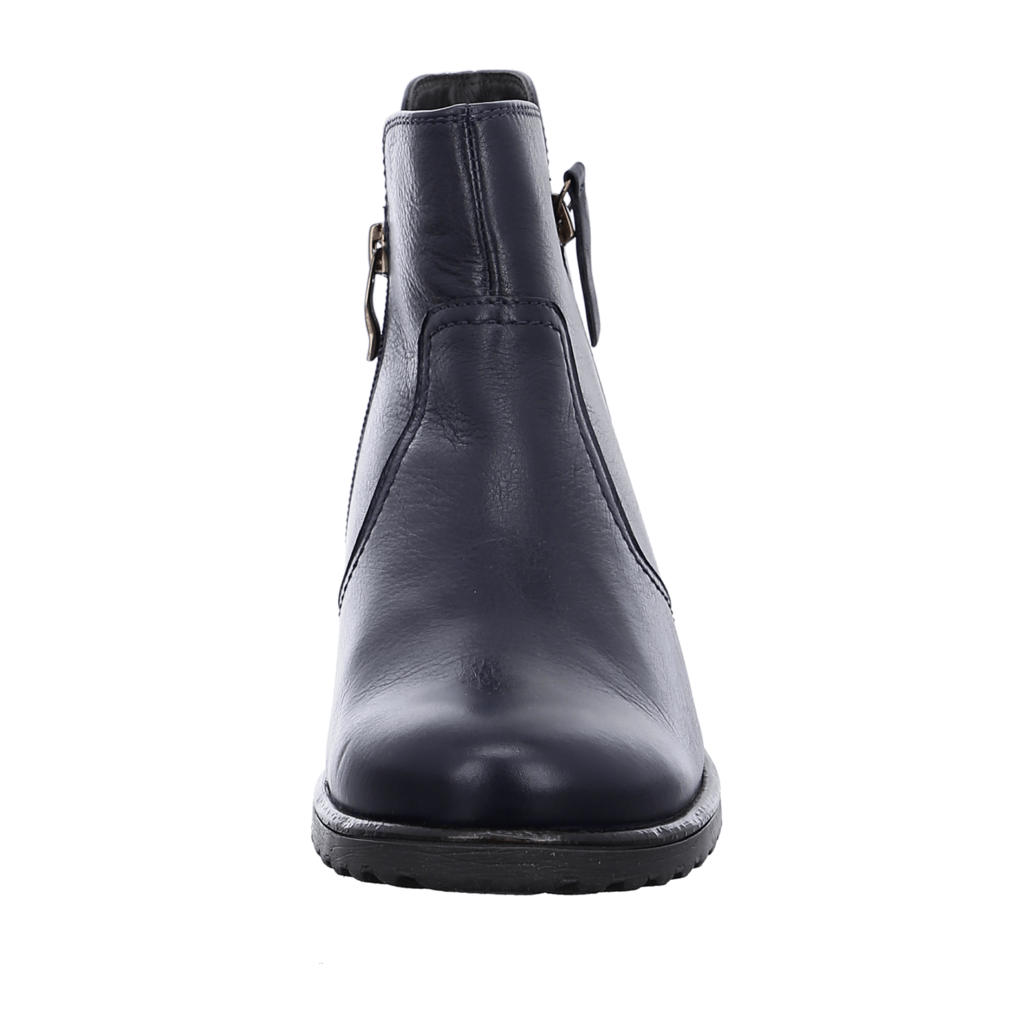 ARA Women's Blue Smooth Leather Ankle Boots with Fur Lining and Round Toe