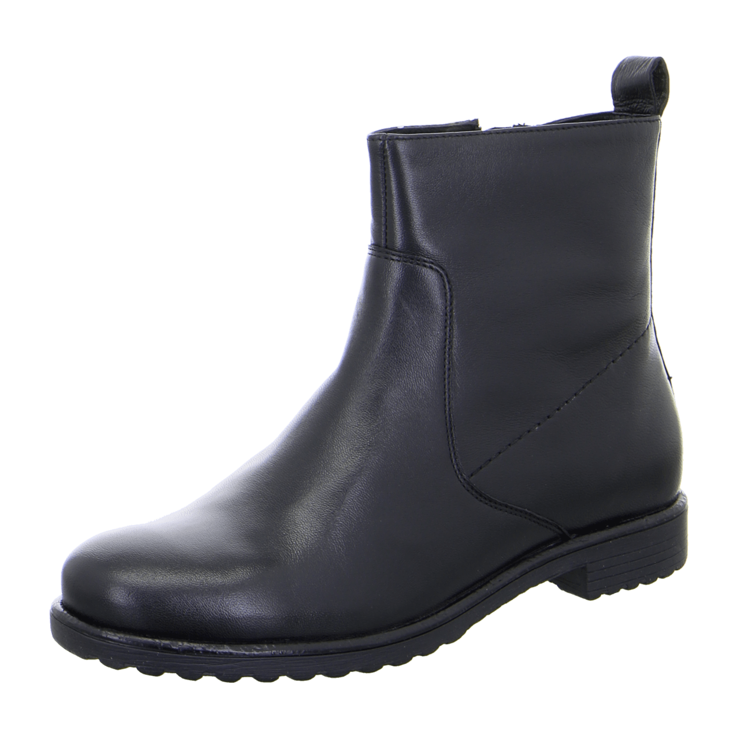 ARA Women's Boots in Black Smooth Leather Classic Pull-On Boot with Round Toe