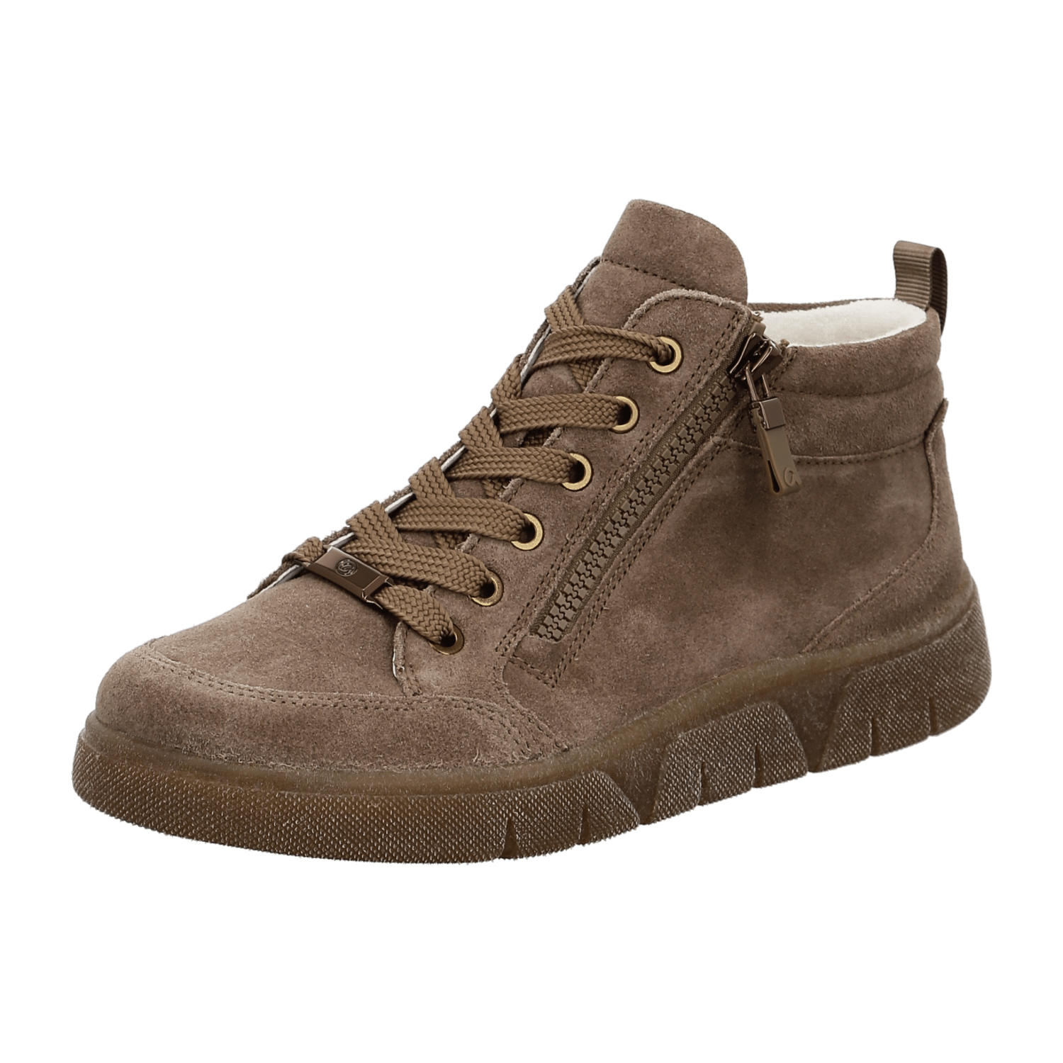 ARA Rom Sport Women's Velour Leather Ankle Boots with Zipper in Brown