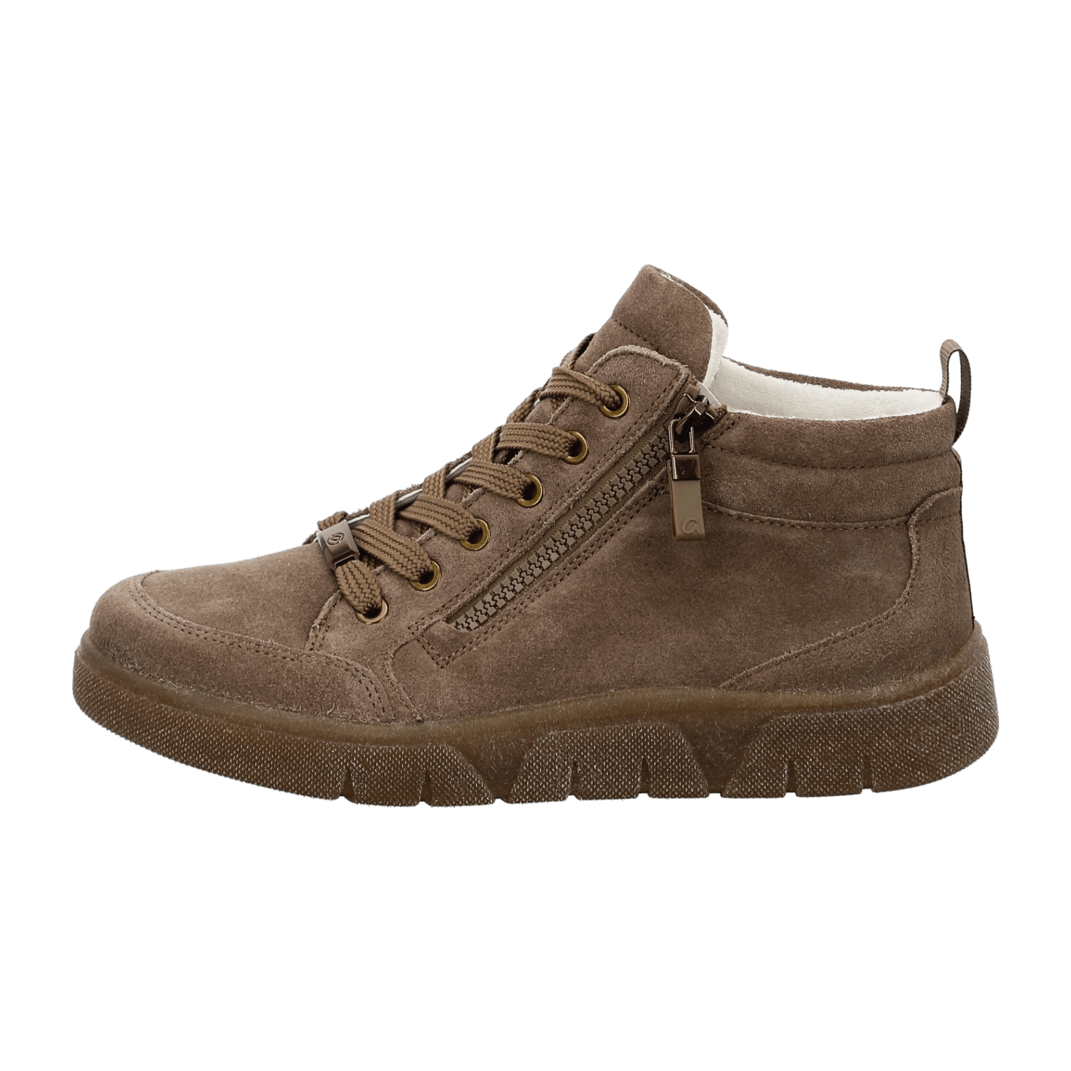 ARA Rom Sport Women's Velour Leather Ankle Boots with Zipper in Brown