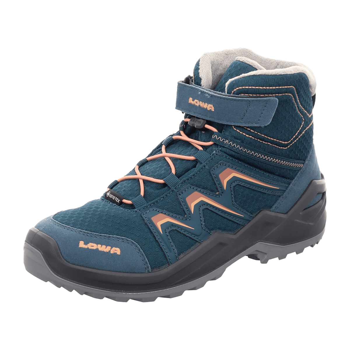 LOWA Maddox Warm GTX Mid JR Kids Boots Petrol Rose Waterproof