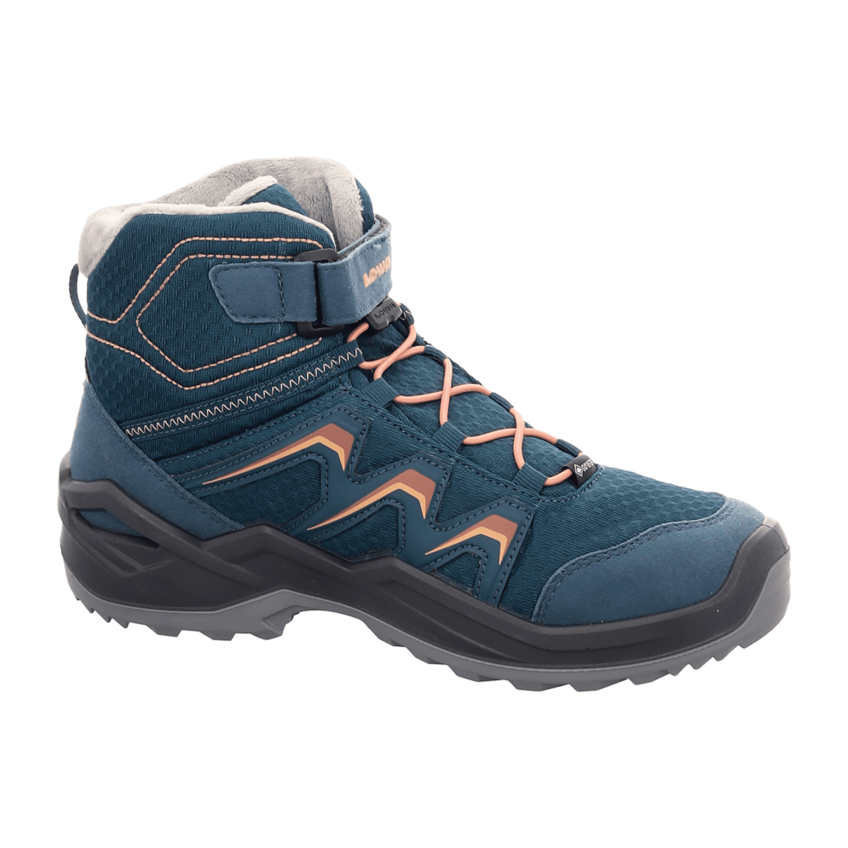 LOWA Maddox Warm GTX Mid JR Kids Boots Petrol Rose Waterproof