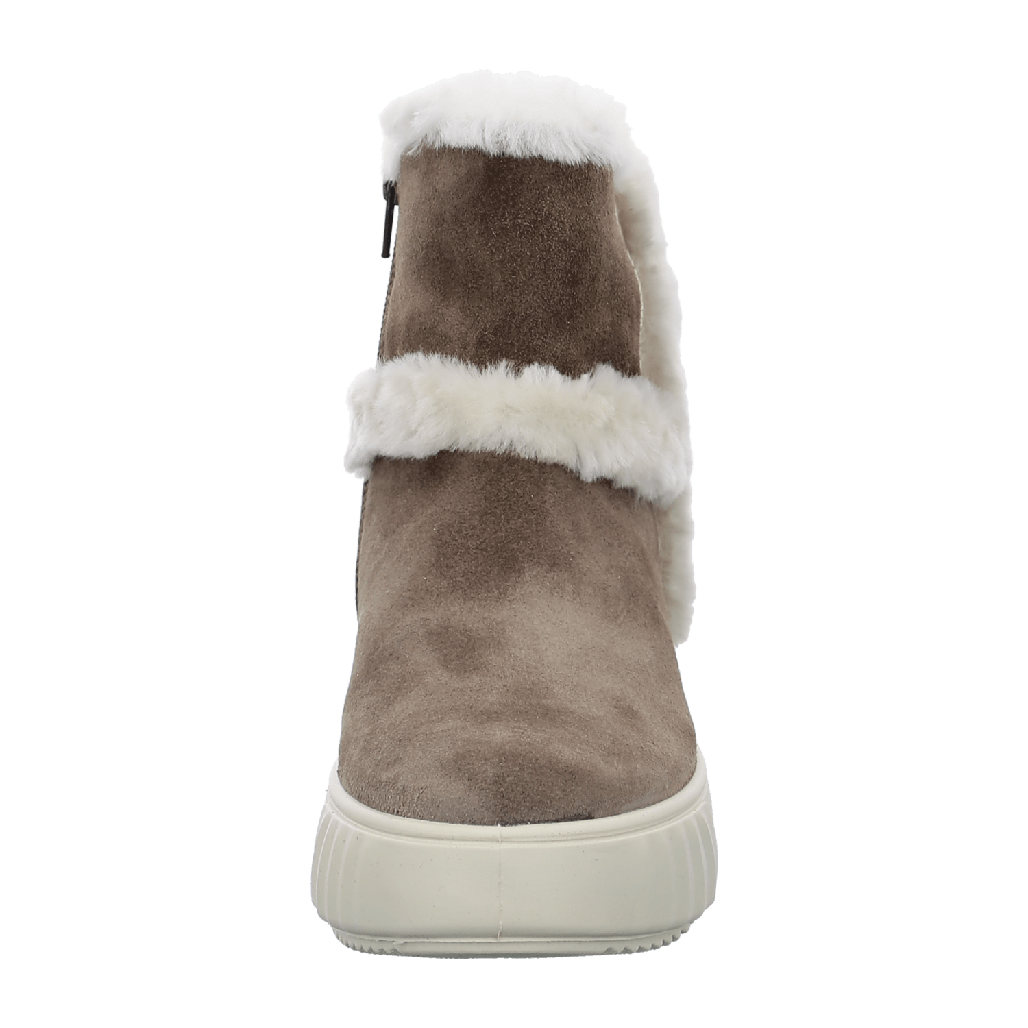ARA Women's Monaco Ankle Boot in Beige Suede with Zipper and Lambswool Lining Classic Round Toe