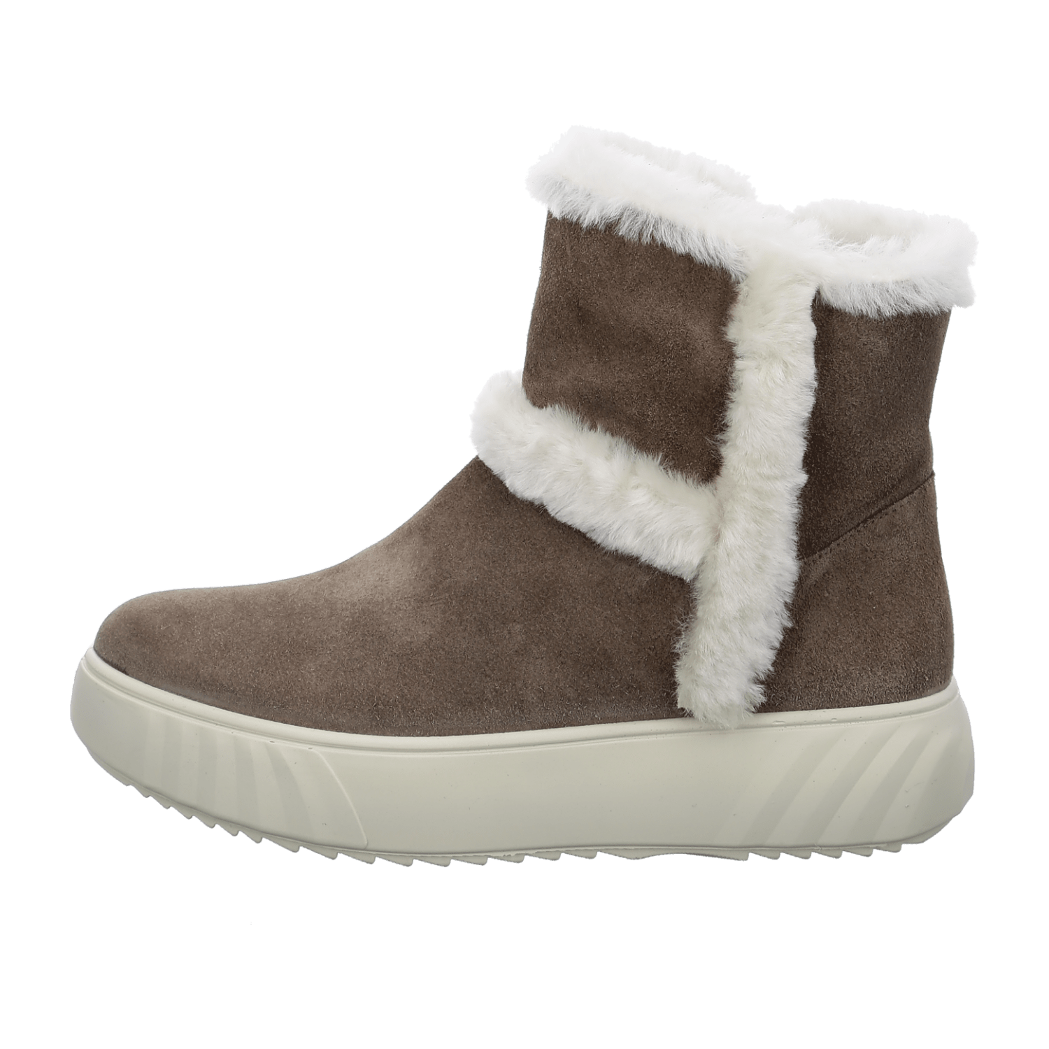 ARA Women's Monaco Ankle Boot in Beige Suede with Zipper and Lambswool Lining Classic Round Toe