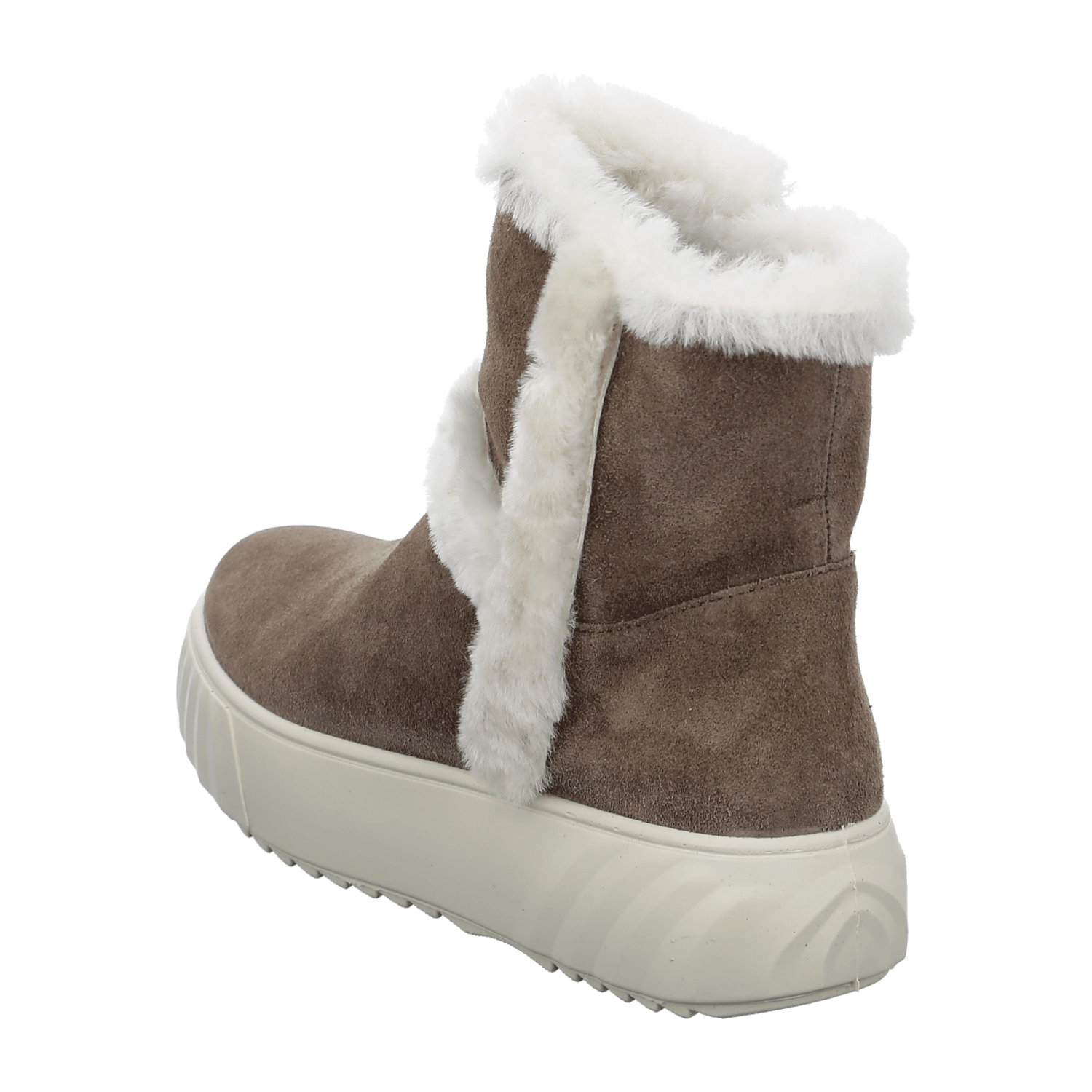 ARA Women's Monaco Ankle Boot in Beige Suede with Zipper and Lambswool Lining Classic Round Toe