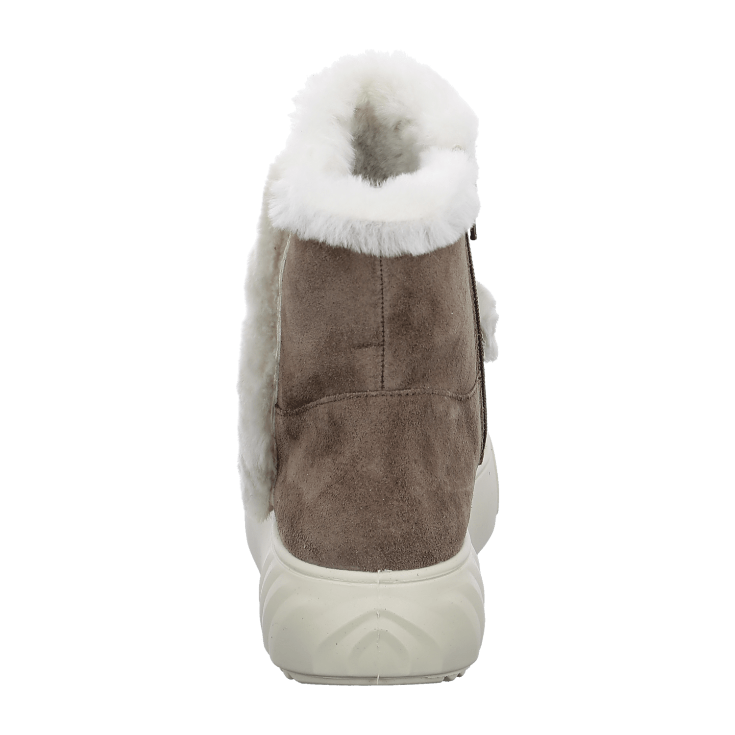 ARA Women's Monaco Ankle Boot in Beige Suede with Zipper and Lambswool Lining Classic Round Toe