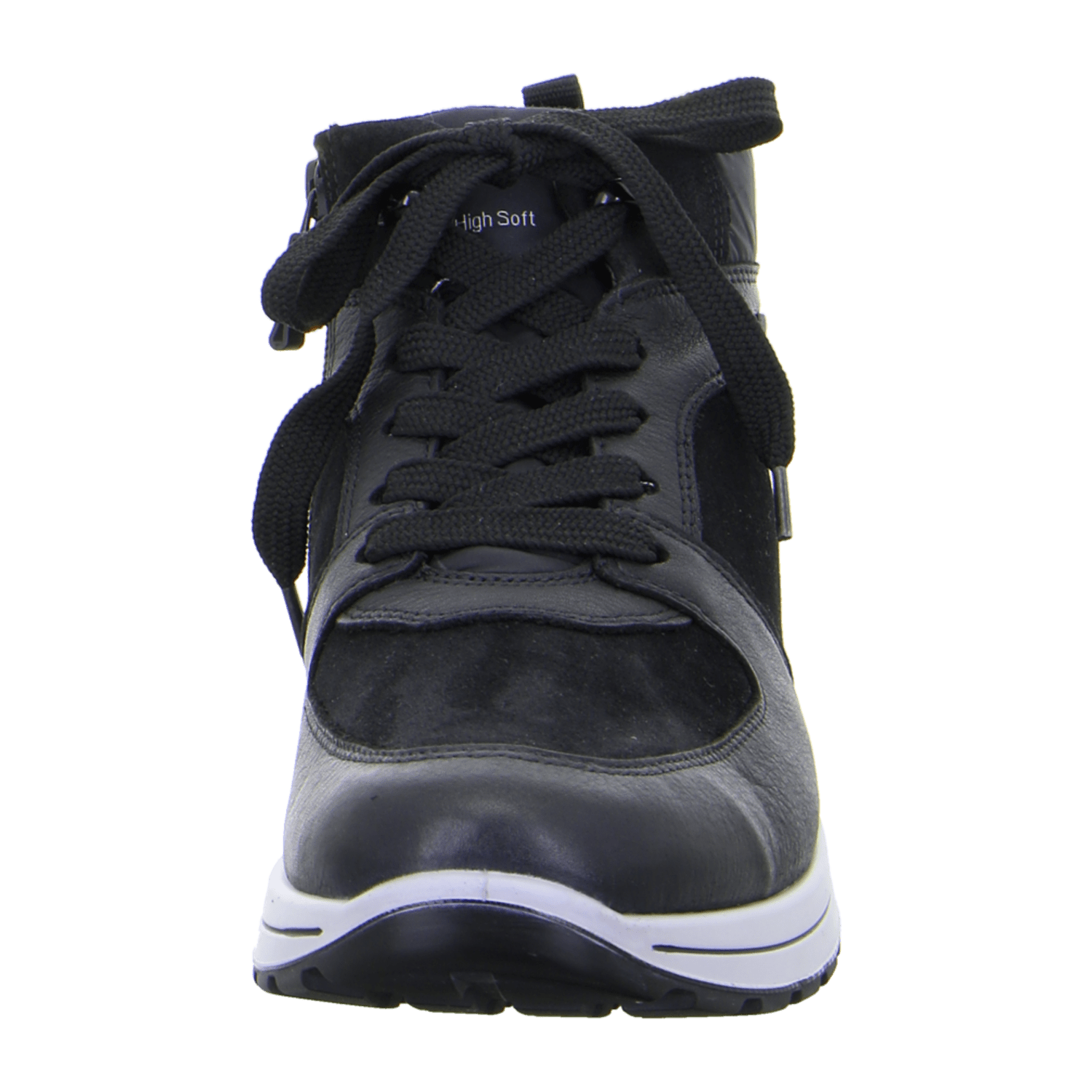 ARA MATTEO Men's Leather Sneakers in Black with Lace-Up Closure