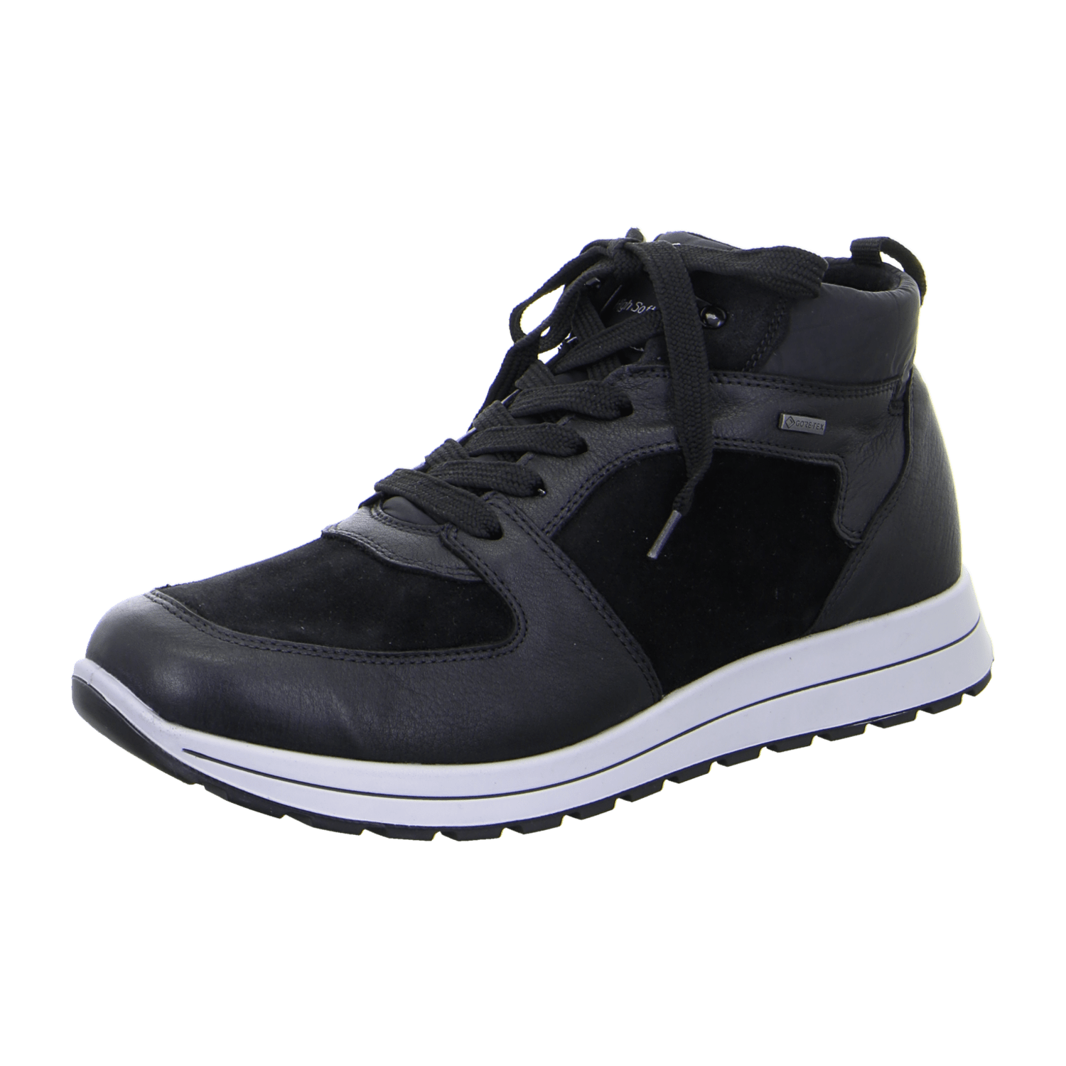 ARA MATTEO Men's Leather Sneakers in Black with Lace-Up Closure