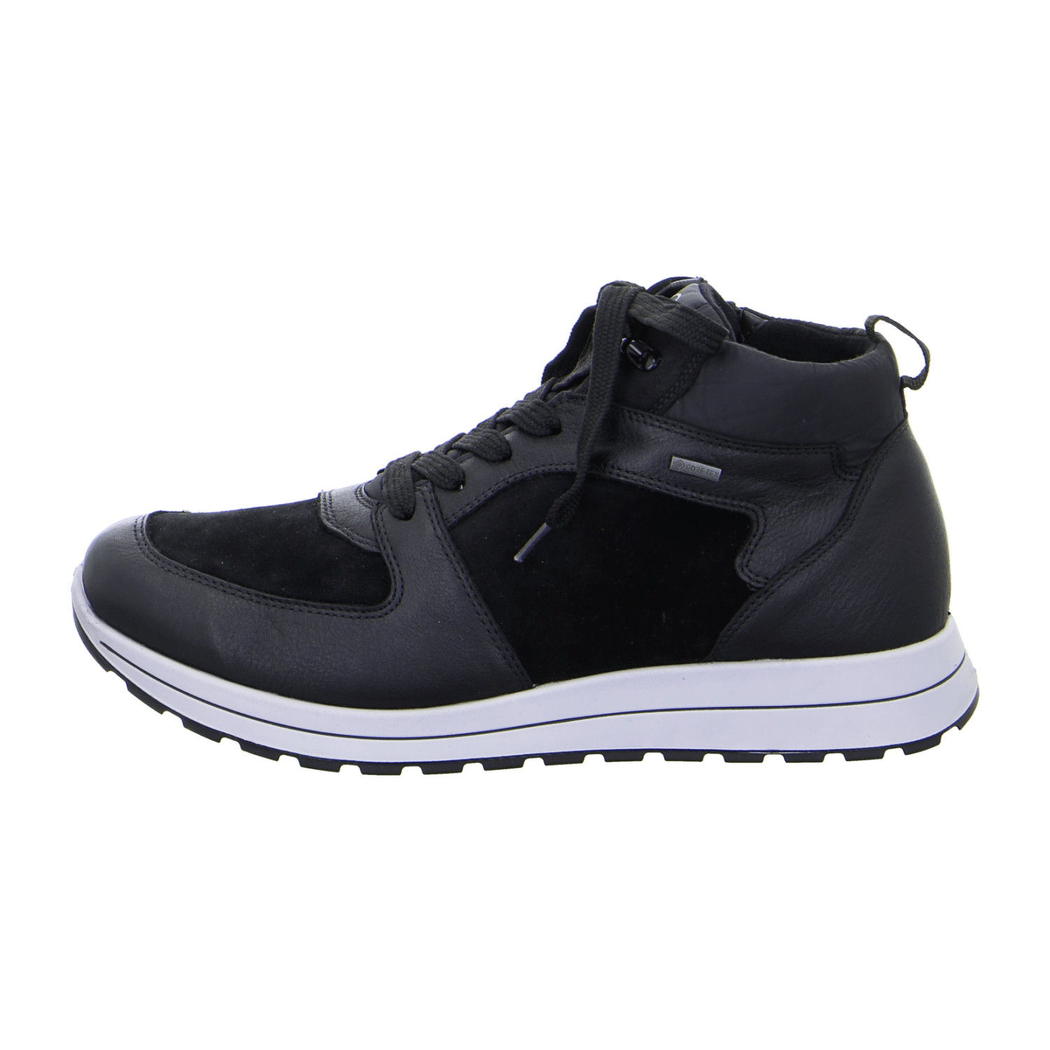 ARA MATTEO Men's Leather Sneakers in Black with Lace-Up Closure