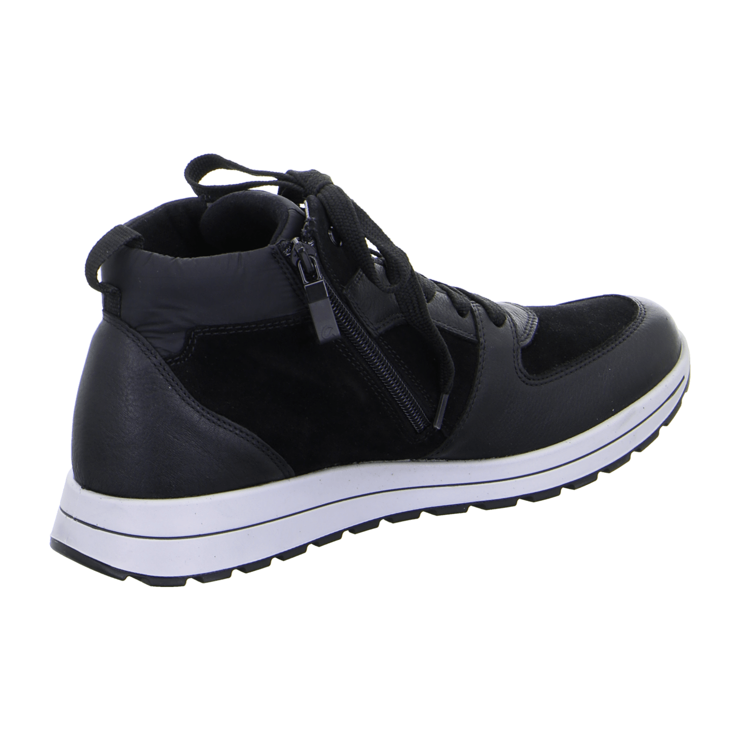 ARA MATTEO Men's Leather Sneakers in Black with Lace-Up Closure