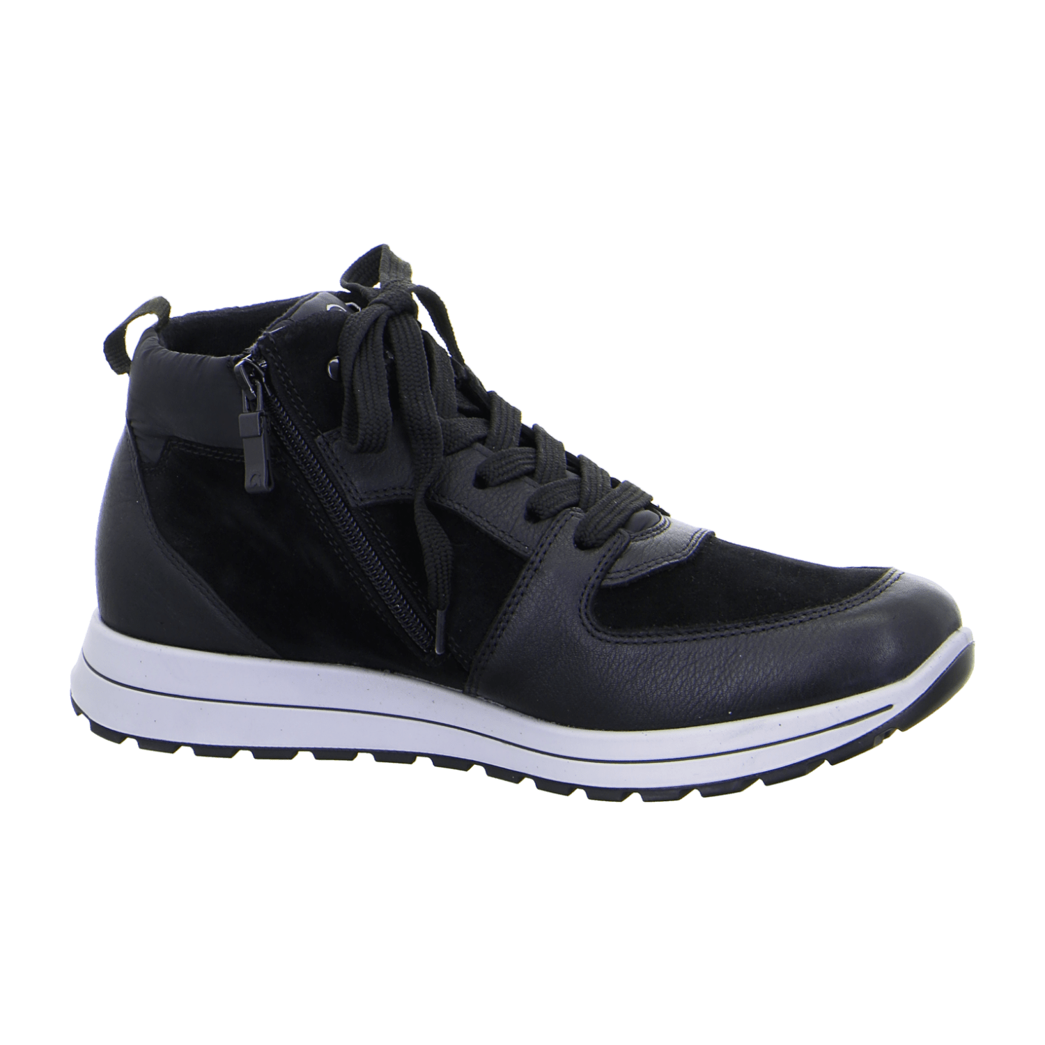 ARA MATTEO Men's Leather Sneakers in Black with Lace-Up Closure