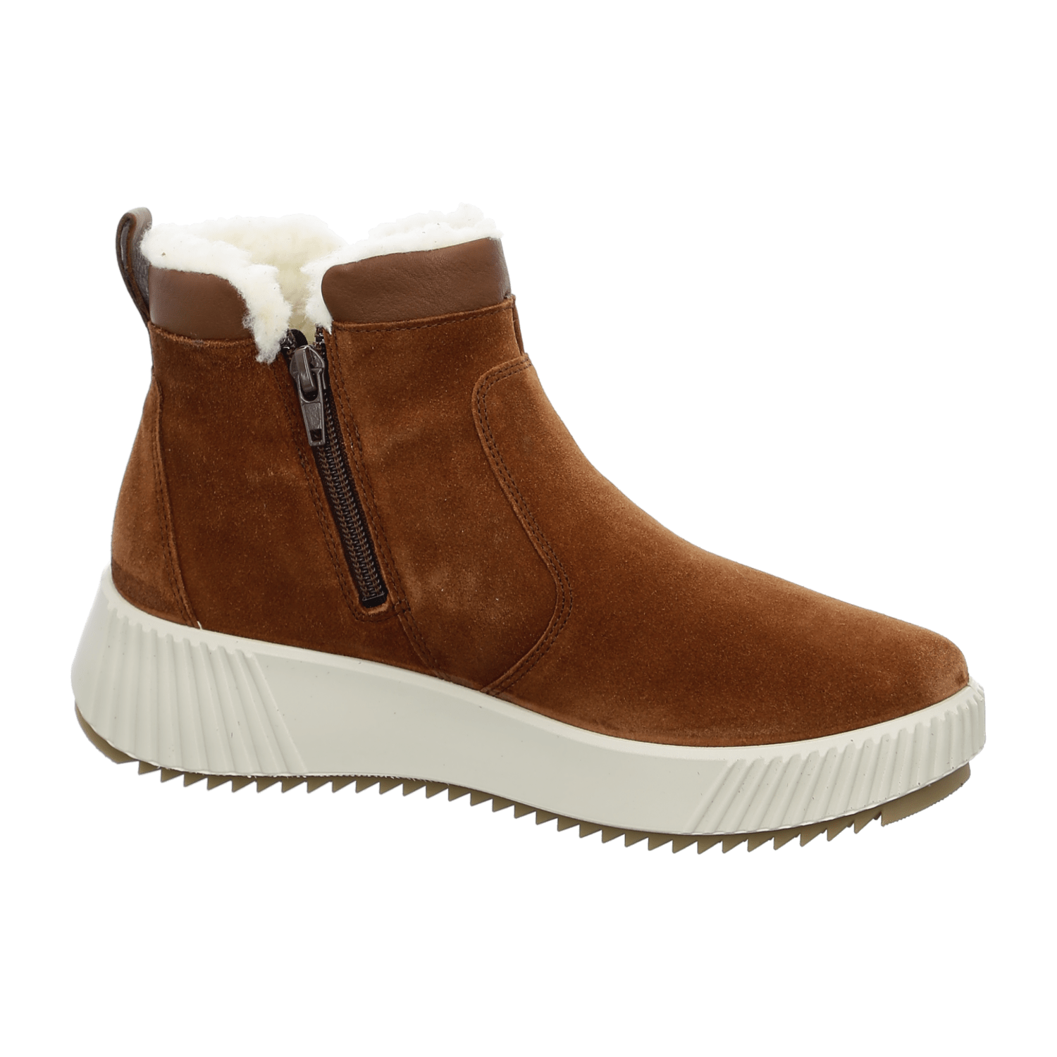 ARA Davos Women's Brown Suede Ankle Boot with Zipper - Classic Ankle Boot