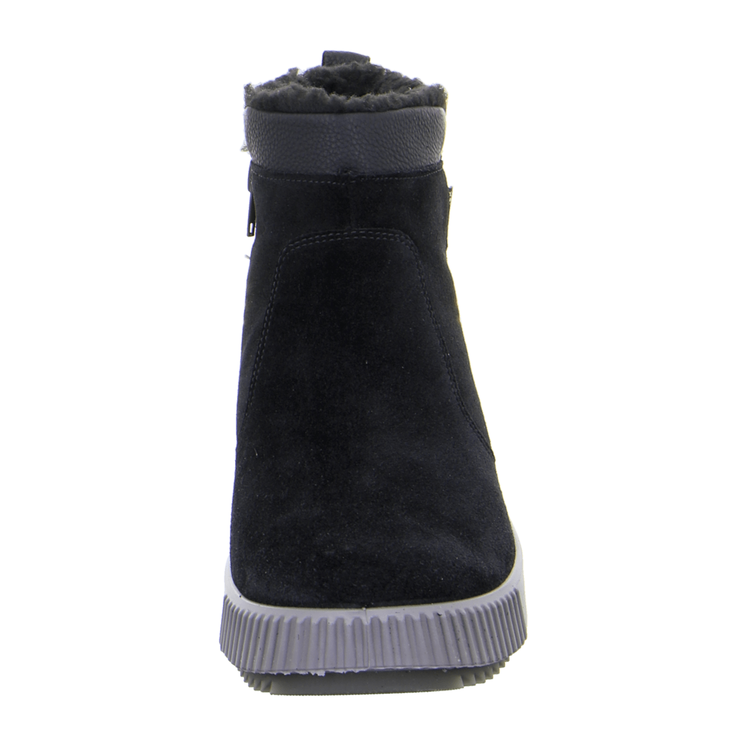 ARA DAVOS Women's Sporty Ankle Boot in Black Velour Leather with Zipper and Round Toe - Bartel-Shop