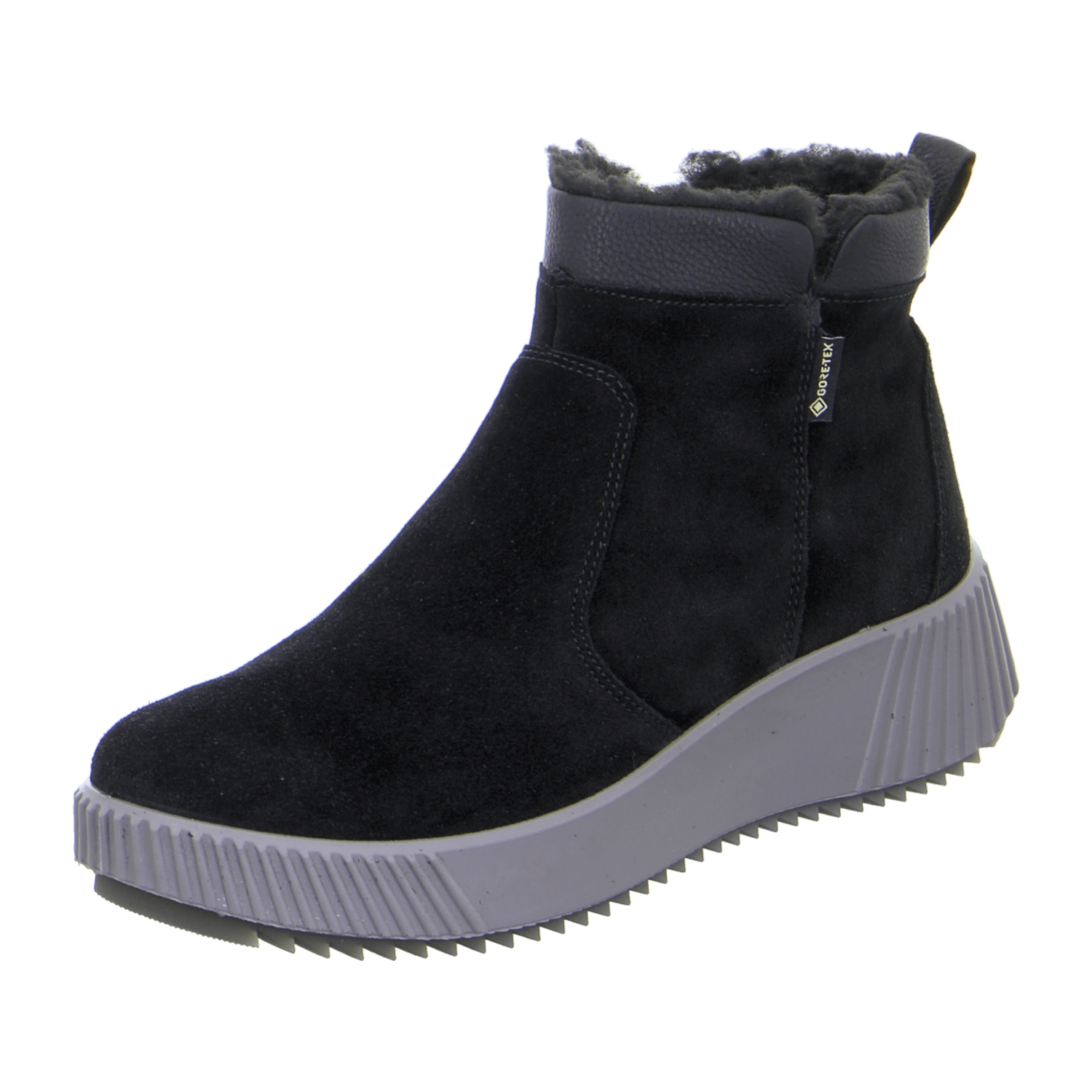 ARA DAVOS Women's Sporty Ankle Boot in Black Velour Leather with Zipper and Round Toe - Bartel-Shop