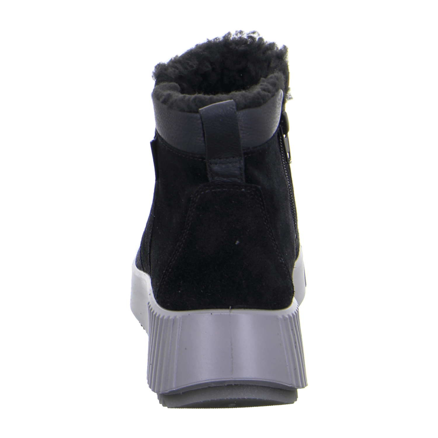 ARA DAVOS Women's Sporty Ankle Boot in Black Velour Leather with Zipper and Round Toe - Bartel-Shop