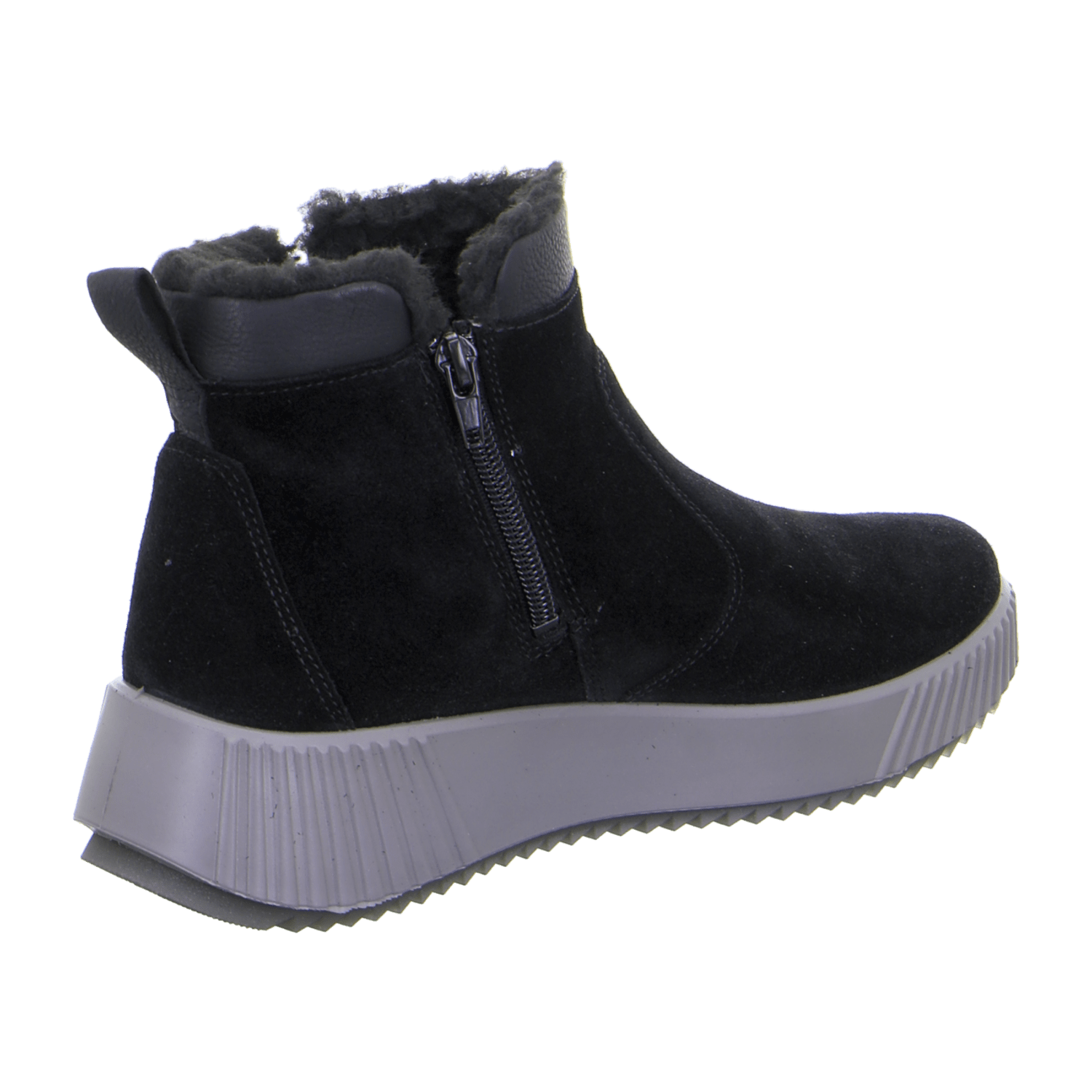 ARA DAVOS Women's Sporty Ankle Boot in Black Velour Leather with Zipper and Round Toe - Bartel-Shop